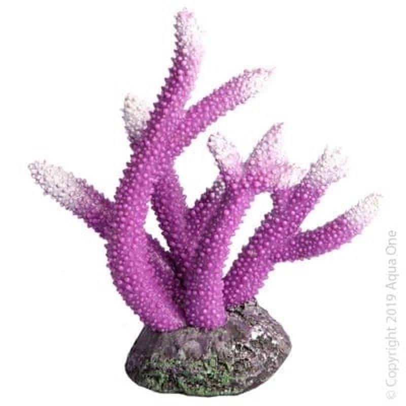 Aqua One Copi Coral Staghorn Purple - 6.5 x 14.5 x 15.5cm Artificial Coral Reef Decor for Saltwater Aquariums & Fish Tanks - Perfect for Marine Habitat Enhancement