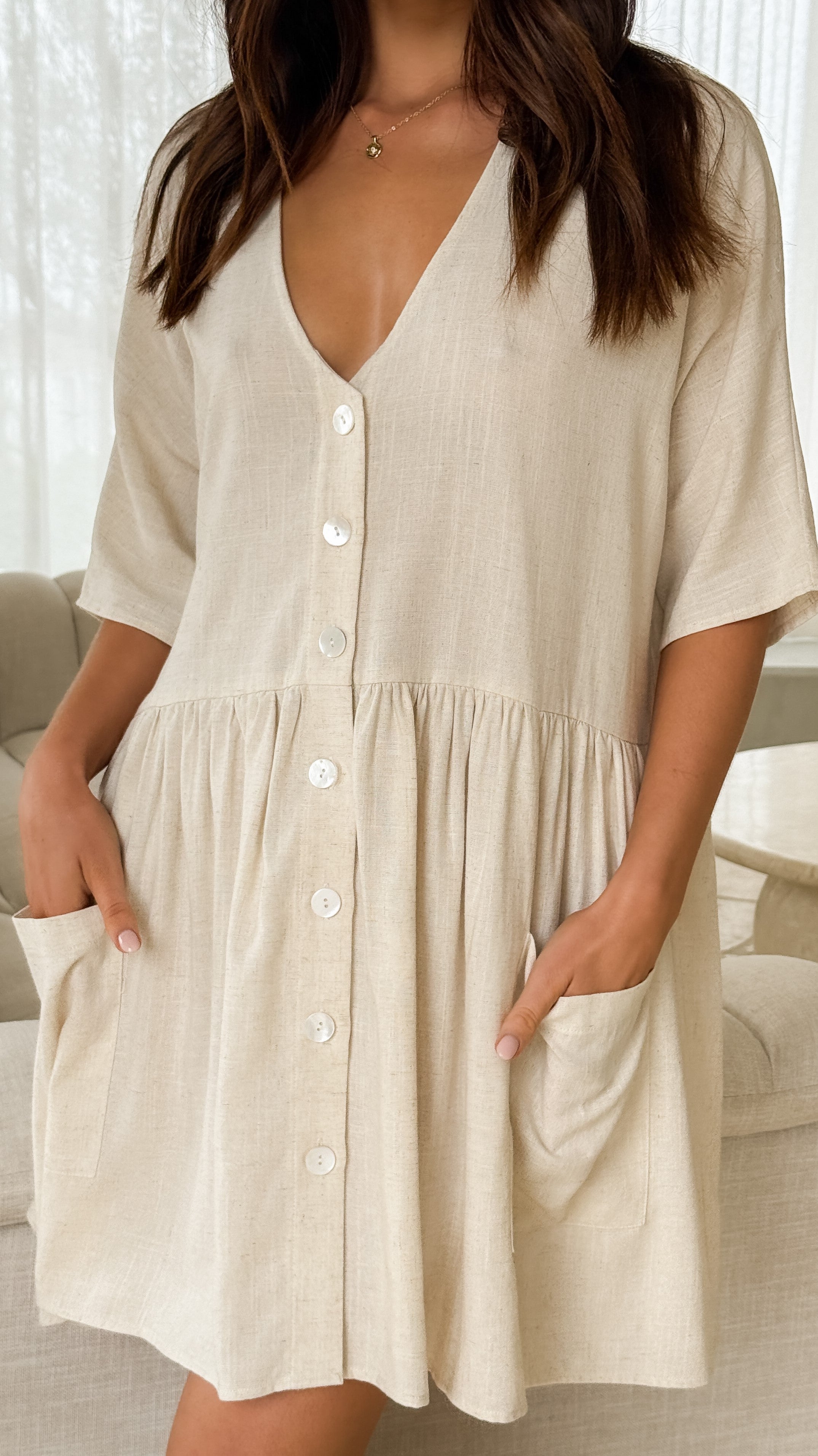 Leah Mini Dress - Natural Cotton Summer Casual Dress for Women | Perfect for Beach, Party & Everyday Wear