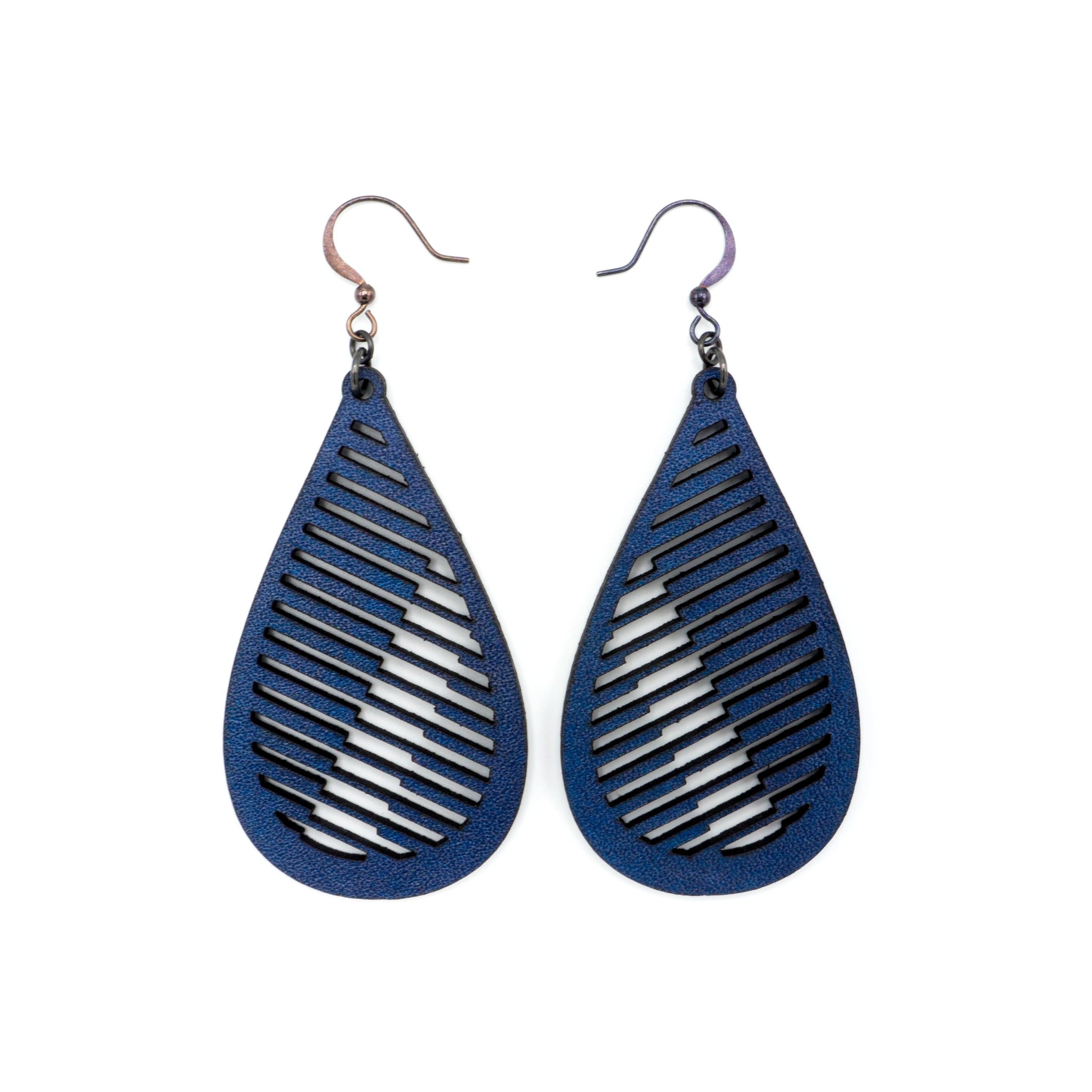Handmade Navy Blue Leather Drop Earrings for Women - Boho Chic Dangle Earrings | Perfect for Casual Wear, Parties & Gift Giving