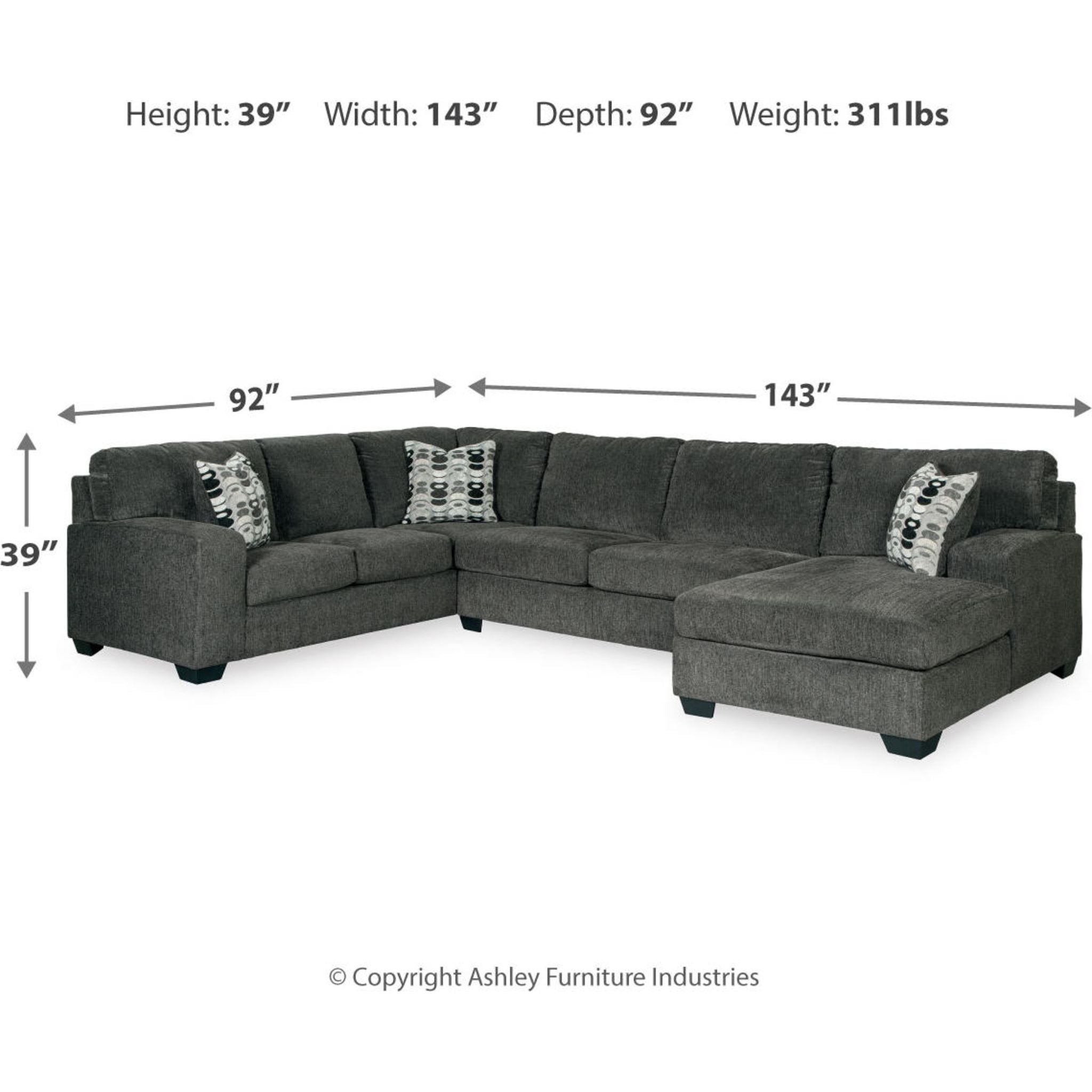 Ballinasloe 3-Piece Sectional Sofa with Chaise Lounge | Modern L-Shaped Couch for Living Room, Family Room & Apartment | Comfortable Fabric Sectional with Reversible Chaise