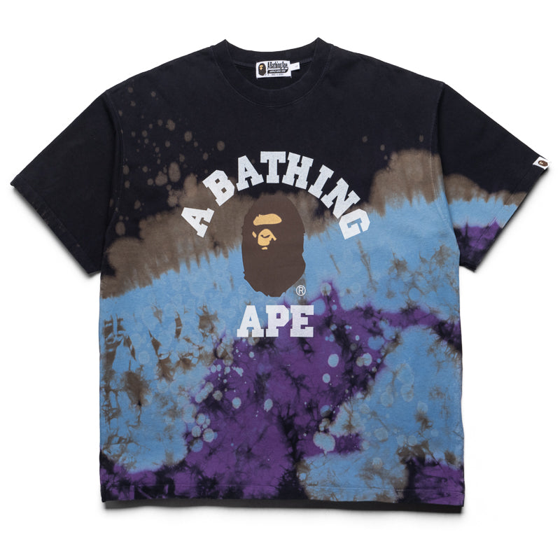 BAPE Tie Dye College T-Shirt for Men - Black Cotton Streetwear Tee - Perfect for Casual Wear, Street Fashion & Hip Hop Style