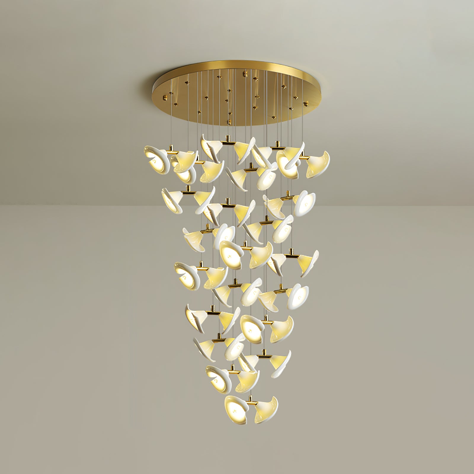 Elegant Blossom Double Horn Chandelier - Modern Crystal Ceiling Light Fixture for Dining Room & Living Room Decor