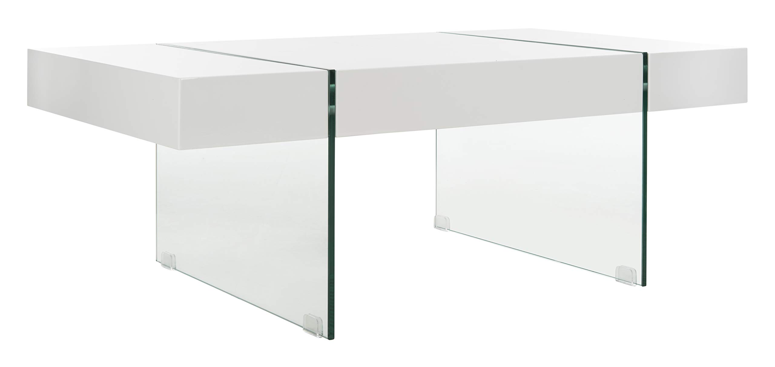 Safavieh Jacob White Modern Glass Leg Coffee Table - Stylish Living Room Furniture for Small Spaces & Contemporary Home Decor
