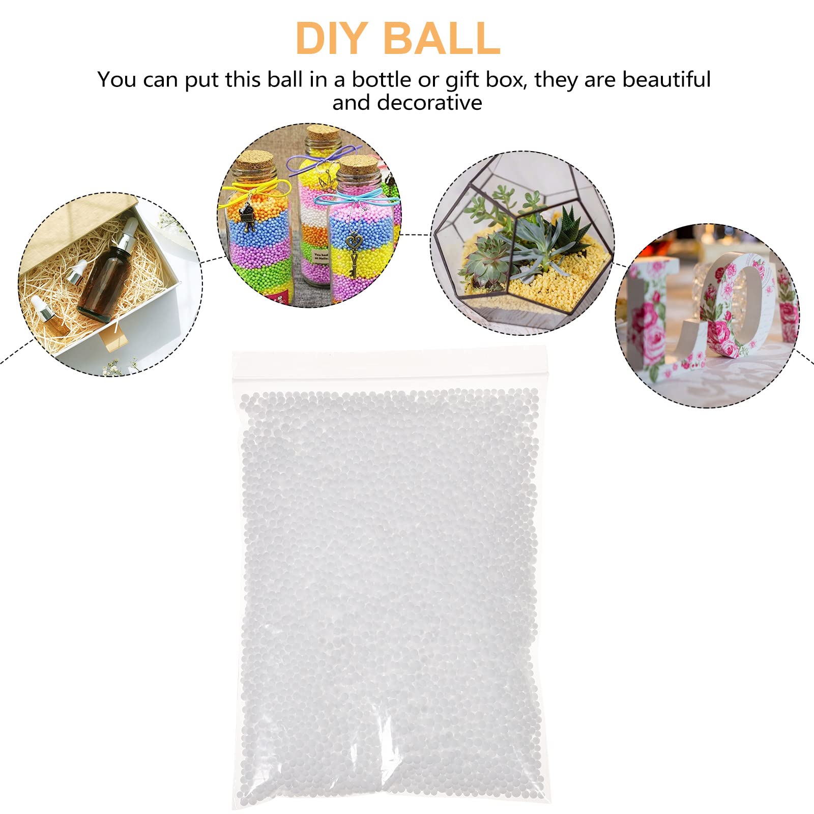 HEALLILY 6 Packs (60,000 Pieces) Mini White Styrofoam Balls - 2.5-3.5mm Smooth Polystyrene Foam Beads for DIY Crafts, Kids Art Projects, Christmas Decorations & Clay Modeling - Perfect for Ornaments, Slime Making and Sensory Play