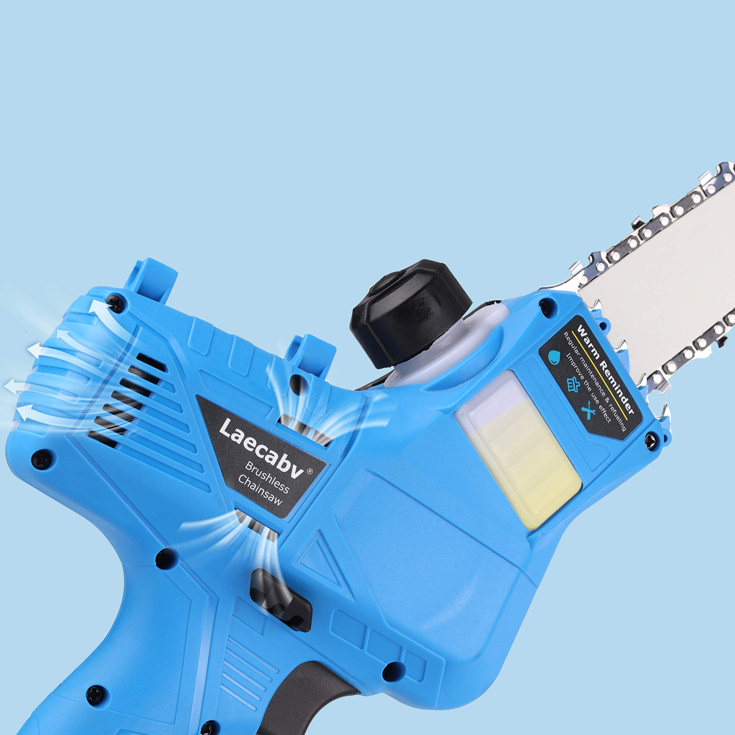 7-Inch Cordless Chainsaw with Brushless Motor - 2 Batteries & Charger Included - Lightweight One-Handed Electric Chainsaw for Tree Trimming, Branch Cutting, and Woodworking - Perfect for Yard Maintenance, Landscaping, and DIY Projects