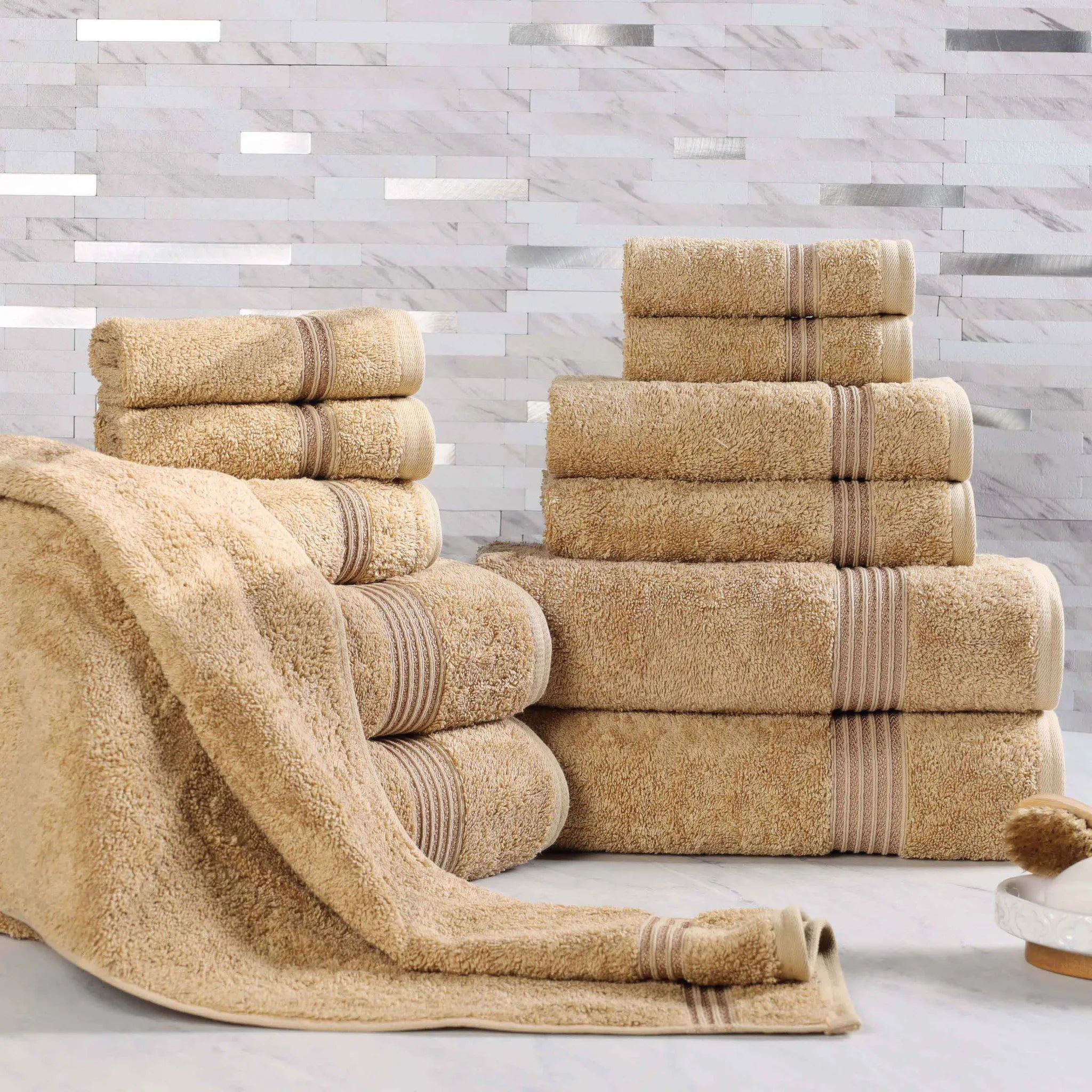 Premium 12-Piece Egyptian Cotton Towel Set - Ultra Soft, Highly Absorbent Bath & Beach Towels for Luxury Spa, Hotel, and Home Use