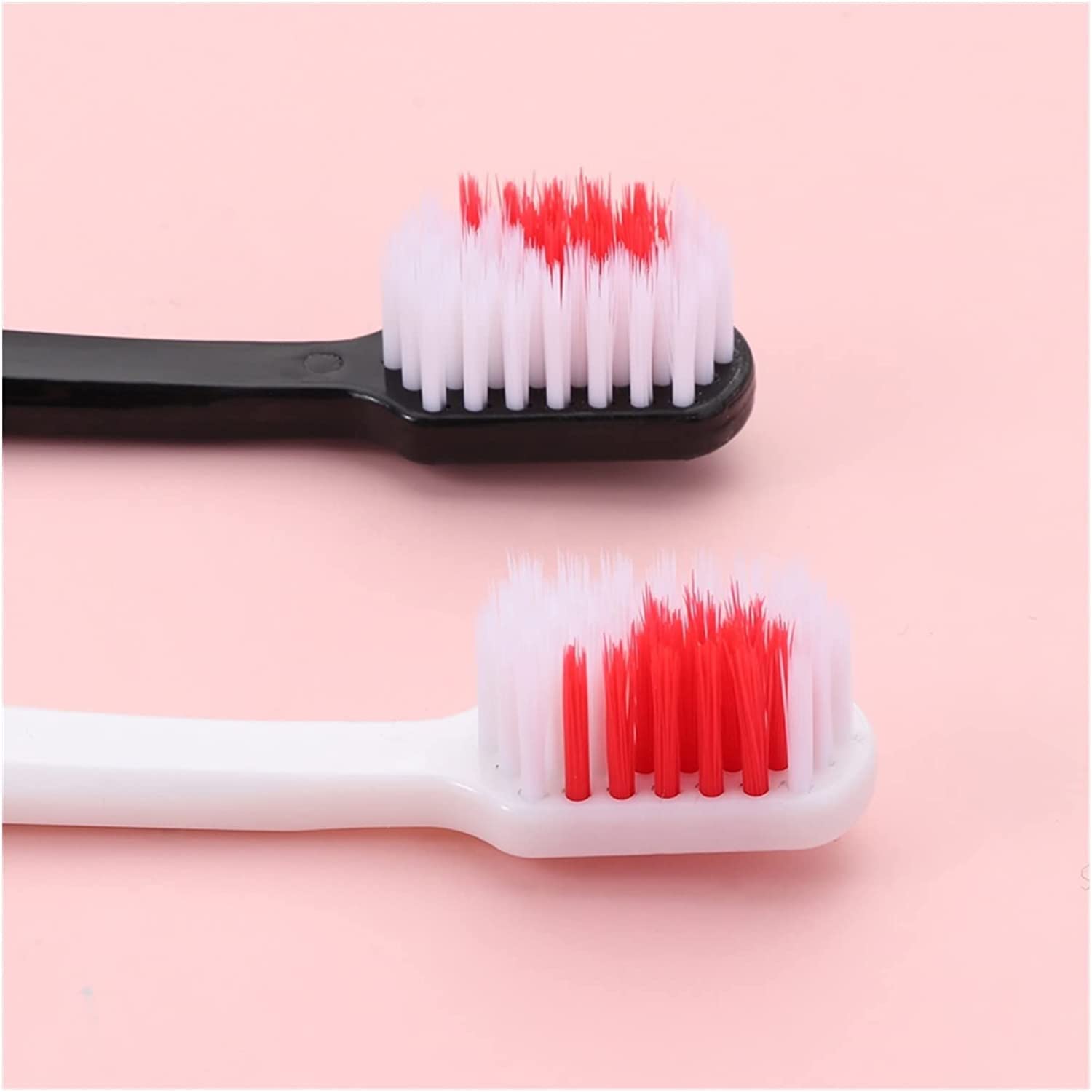 Haiqings Soft Bristle Toothbrush 2-Pack for Adults - Gentle Dental Care for Couples, Friends & Families - Black & White Heart Design - Perfect for Home, Travel & Oral Hygiene Care
