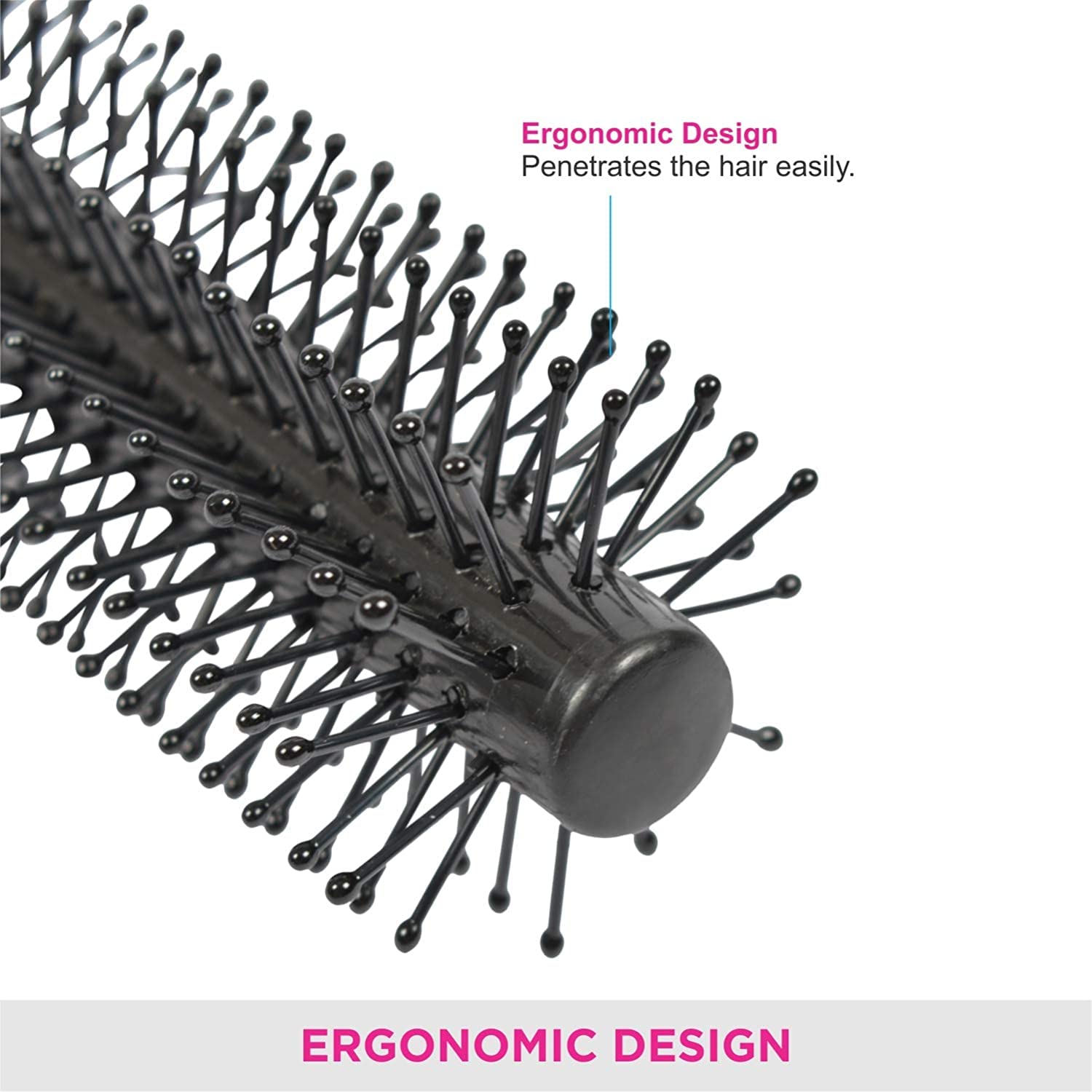 Professional Anti-Static Mini Round Hair Roller Brush with Soft Bristles & Non-Slip Handle - Styling Brush for Women & Men All Hair Types - Perfect for Curling, Volume & Salon-Style Looks at Home