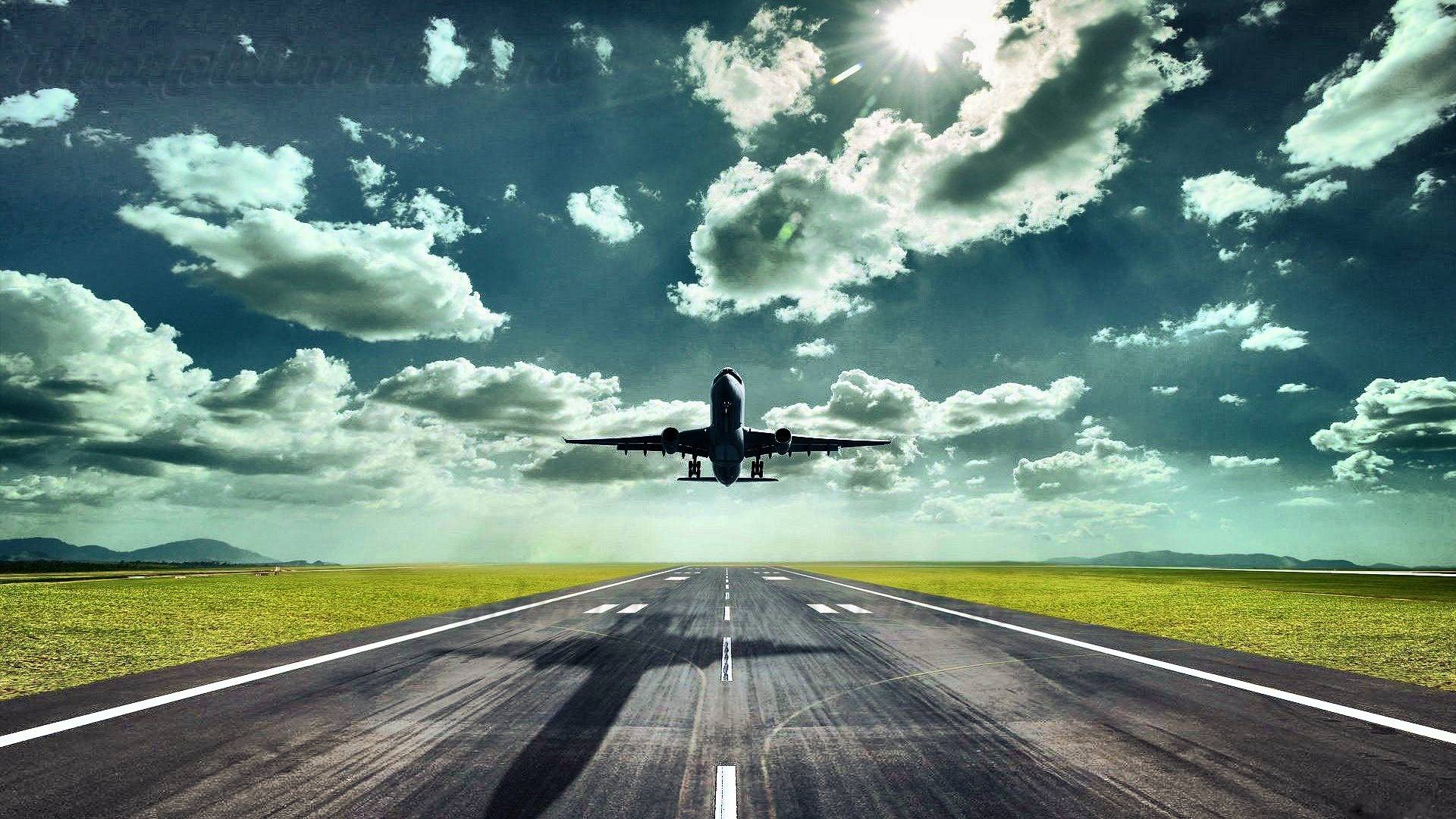 Plane Takeoff Landscape Canvas Wall Art - Framed Aviation Painting for Home, Office & Bedroom Decor - Ready to Hang - Perfect for Travel Enthusiasts & Pilot Gifts