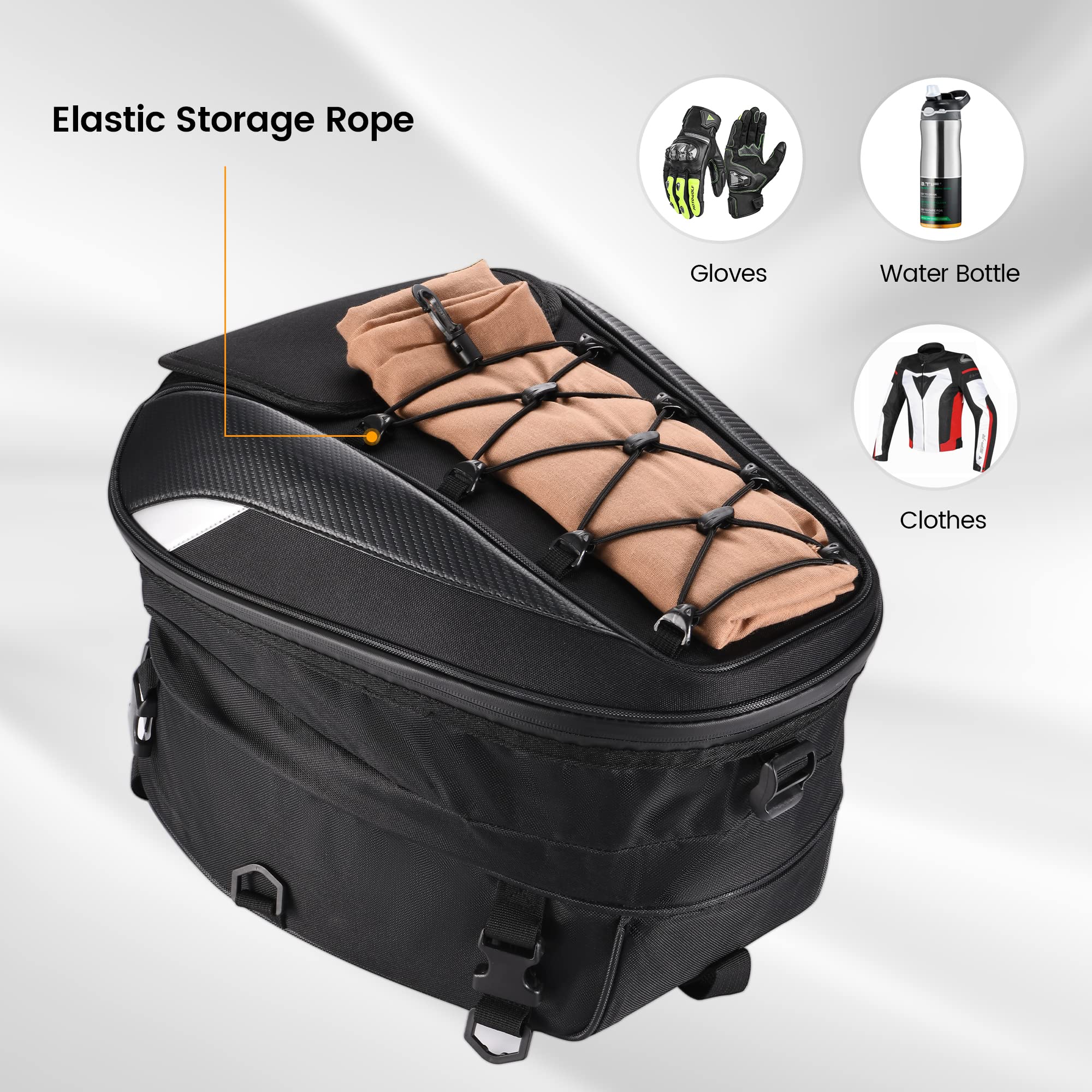 Waterproof Motorcycle Tail Bag - Expandable Saddlebags with Durable Storage for Touring, Commuting & Powersports | Perfect for Long Rides, Daily Commutes & Adventure Travel