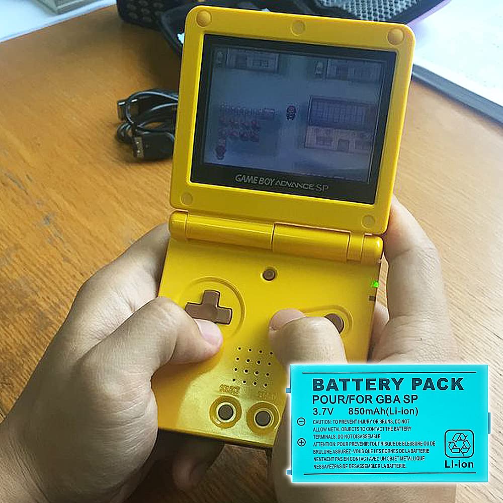 TFSeven 850mAh Replacement Battery for Nintendo GBA SP - 3.7V Rechargeable Lithium Ion Battery Compatible with Gameboy Advance SP - Perfect for Gaming On The Go & Long Play Sessions