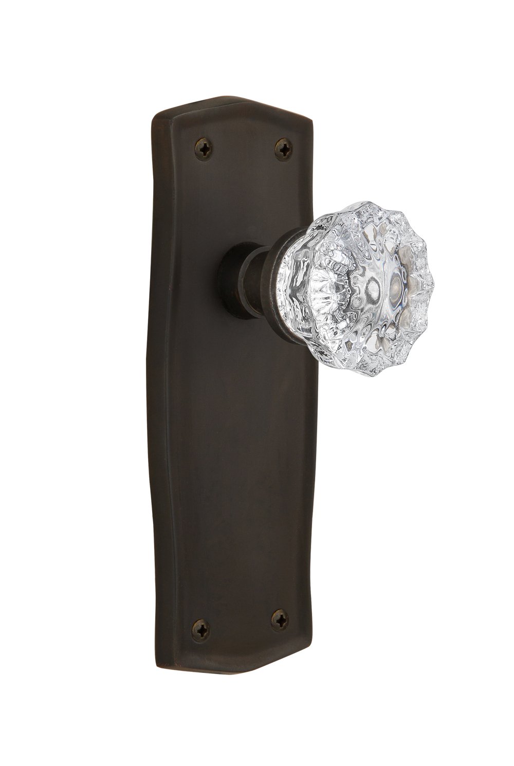 Vintage Prairie Plate with Crystal Glass Knob - Single Dummy Door Plate in Oil-Rubbed Bronze Finish | Classic Home Decor for Bedroom, Bathroom & Interior Doors