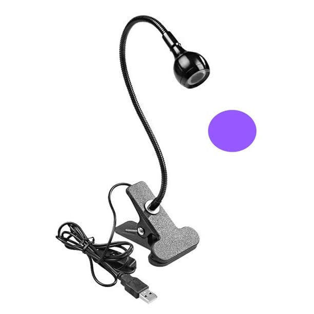 Professional UV LED Nail Lamp with Adjustable Gooseneck & Clamp - Portable 5V USB Gel Nail Dryer for Home, Salon, and Outdoor Stall Use - Black Round Head Design