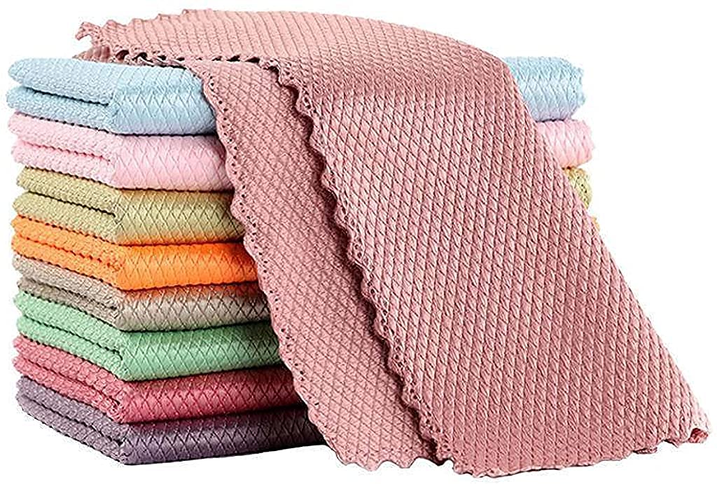 10 Pack Super Absorbent Kitchen Towels - 9.8x9.8 Inch Dishcloths for Washing Dishes & Home Decor - Perfect Housewarming Gift