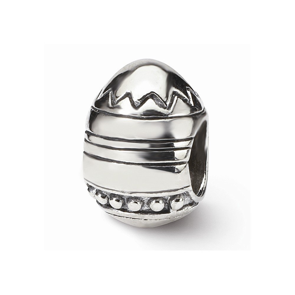 Sterling Silver Easter Egg Bead Charm QRS1291 - Perfect for Jewelry Making, DIY Crafts, and Easter Gift Giving