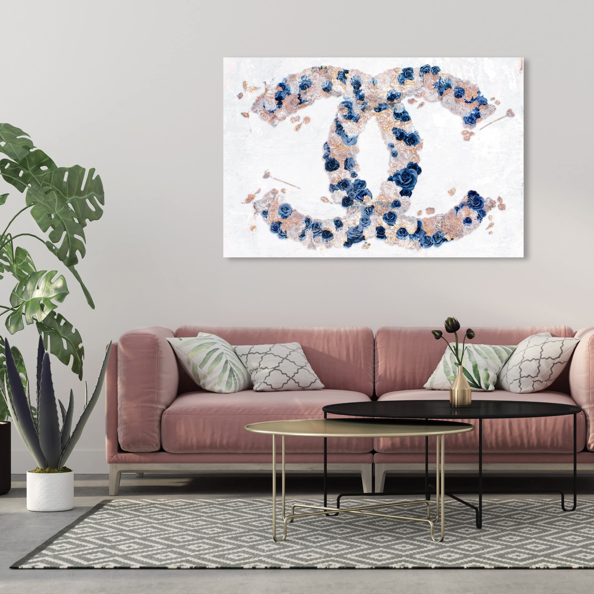 Oliver Gal Artist Co. 'Dreaming of Classic Beauty Navy' Blue Canvas Wall Art - 54x36 Inches, Ready to Hang Fashion & Glam Home Décor for Living Room, Bedroom & Bathroom | Perfect for Modern Interior Design & Stylish Home Decorating