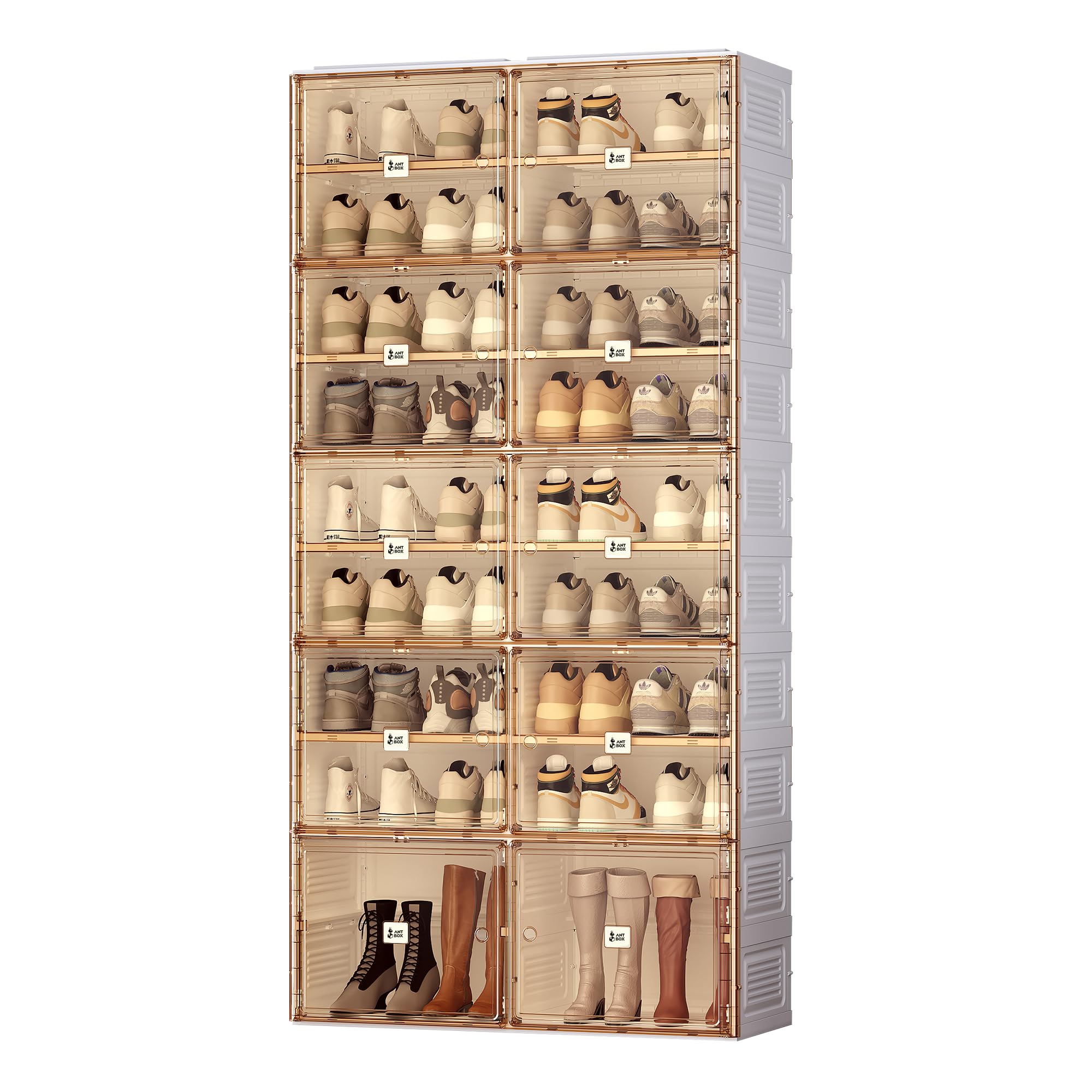 Portable Shoe Rack Organizer - Stackable 9-Tier Sneaker Storage Cabinet with Magnetic Clear Door, Holds 36 Pairs - Perfect for Closet, Entryway & Small Space Organization | Plastic Storage Bins with Lids for Easy Access & Protection