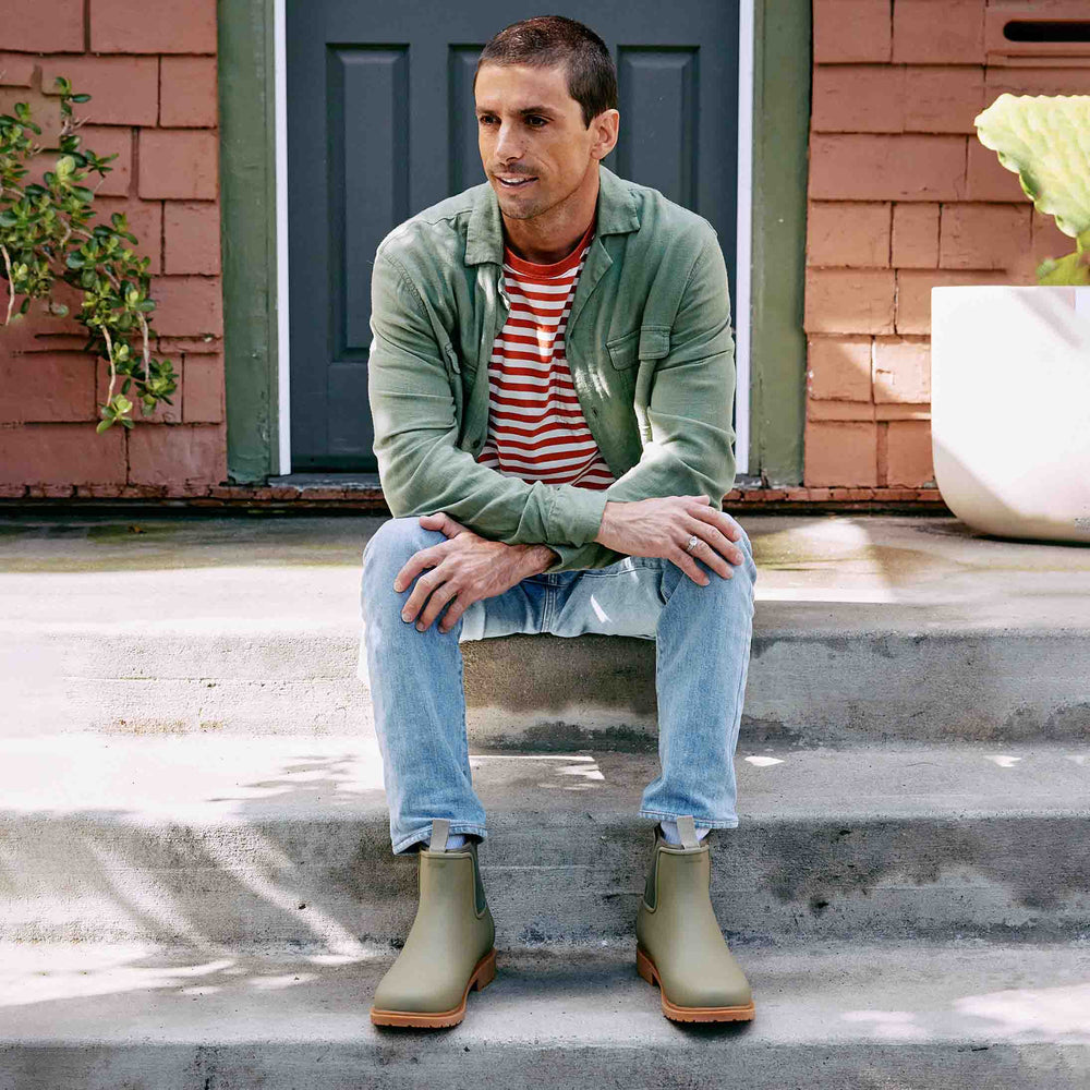 Merry People Bobbi Rain Boots in Khaki Green - Waterproof Women's Chelsea Boots for Rainy Days & Outdoor Adventures