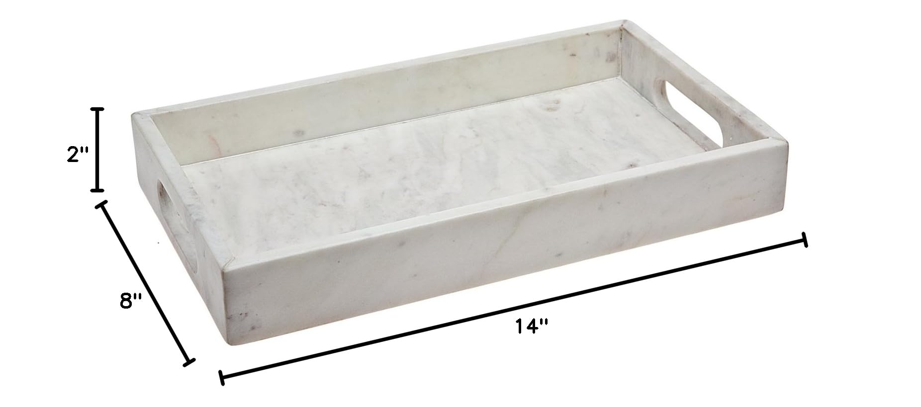 Godinger White Marble Serving Tray - 14x8 Inch Elegant Appetizer & Dessert Platter for Parties, Dining & Home Decor