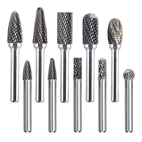 ORAPXI 10-Piece Double Cut Carbide Rotary Burr Set - 1/4