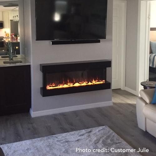 Chesmont Black 50 Inch 80034 Wall Mount 3-Sided Smart Floating Electric Fireplace with Alexa & Google Assistant - Perfect for Living Room, Bedroom & Office Heating & Ambiance
