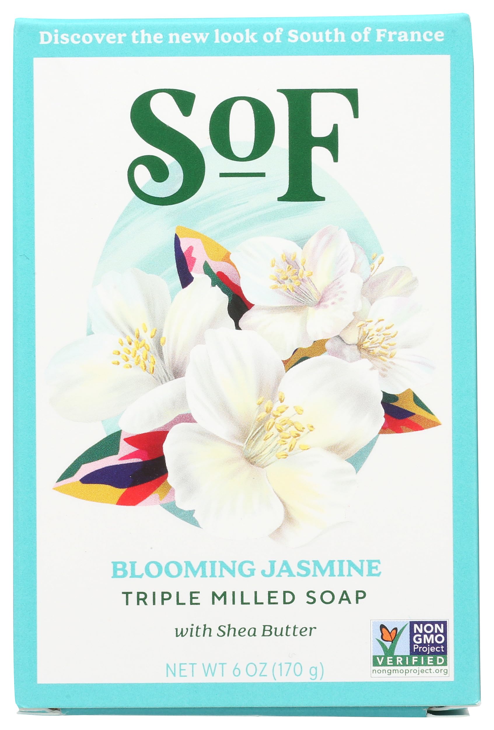 French Milled Vegetable Oval Bar Soap with Organic Shea Butter & Blooming Jasmine - 6oz | Luxurious Hand & Body Soap for Spa-Like Bath Experience | South of France Inspired