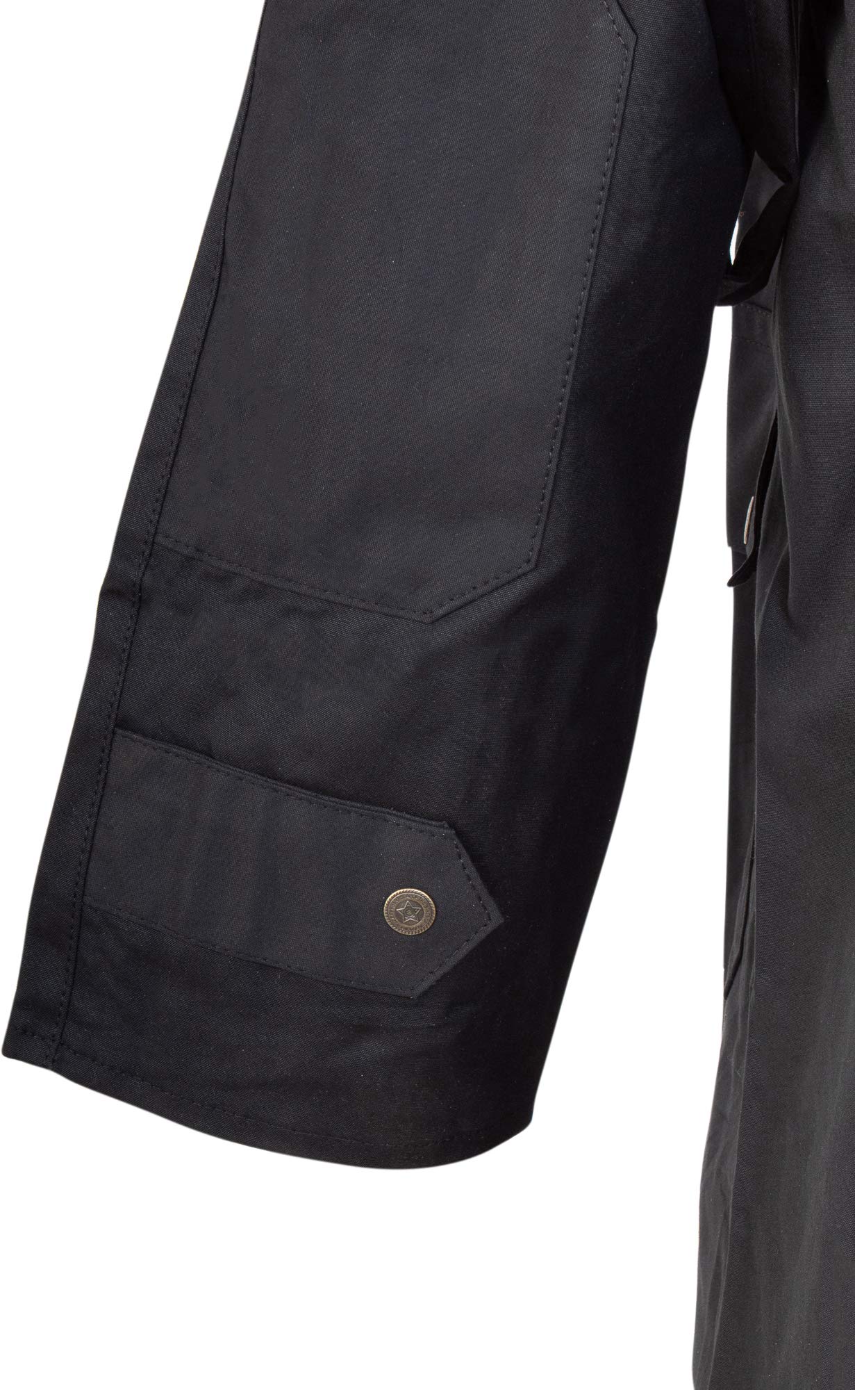 Men's Long Black Oilskin Waterproof Duster Coat - Heavy Duty Warm Western Australian Outback Jacket for Hiking, Camping & Outdoor Adventures (XL)