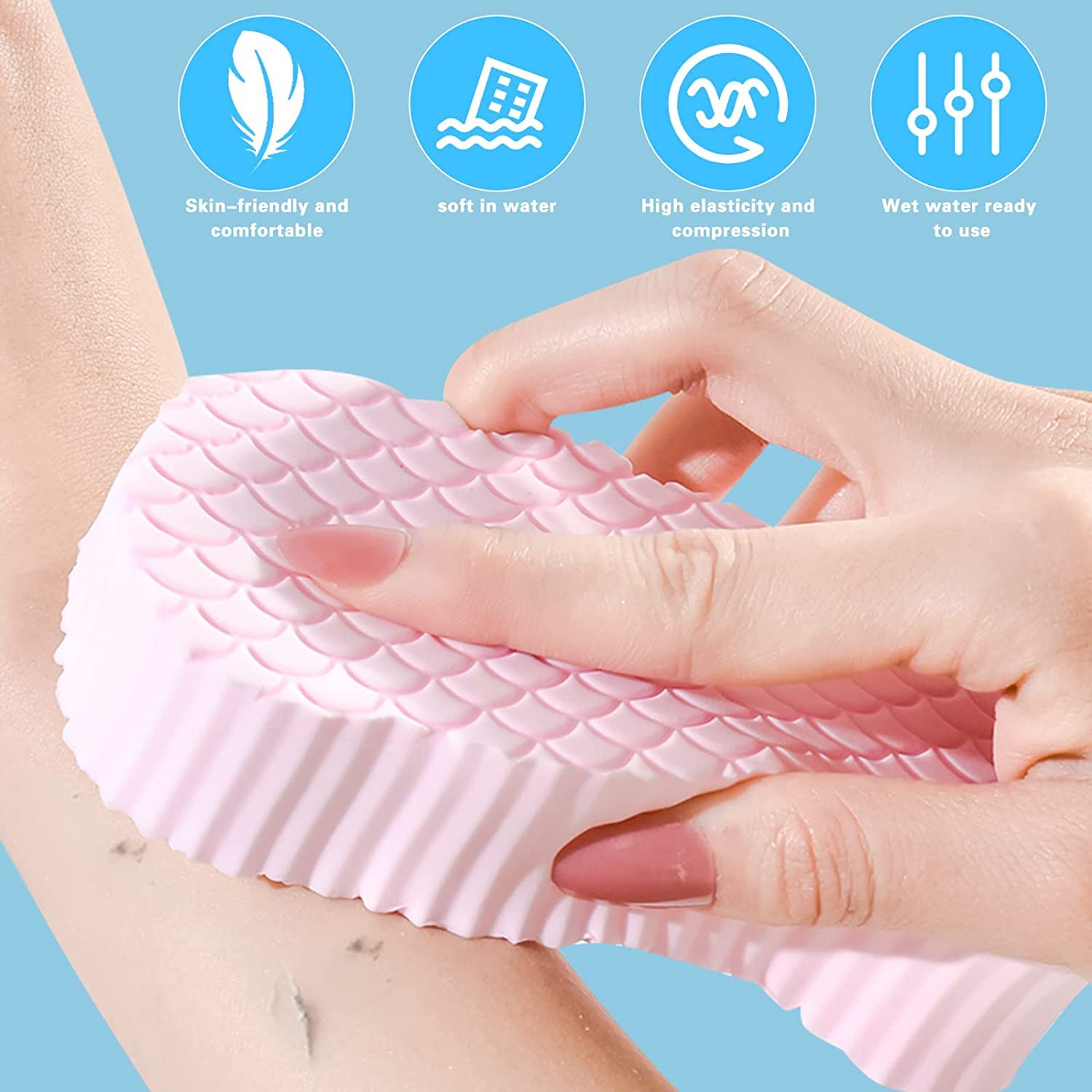 NEAR STOP Super Soft Exfoliating Bath Sponge - Ultra Gentle Reusable Body Scrubber for Shower & Bath | Perfect for Adults, Kids & Pregnant Women | Exfoliates & Cleanses Skin Gently | Ideal for Sensitive Skin & Daily Skincare Routine