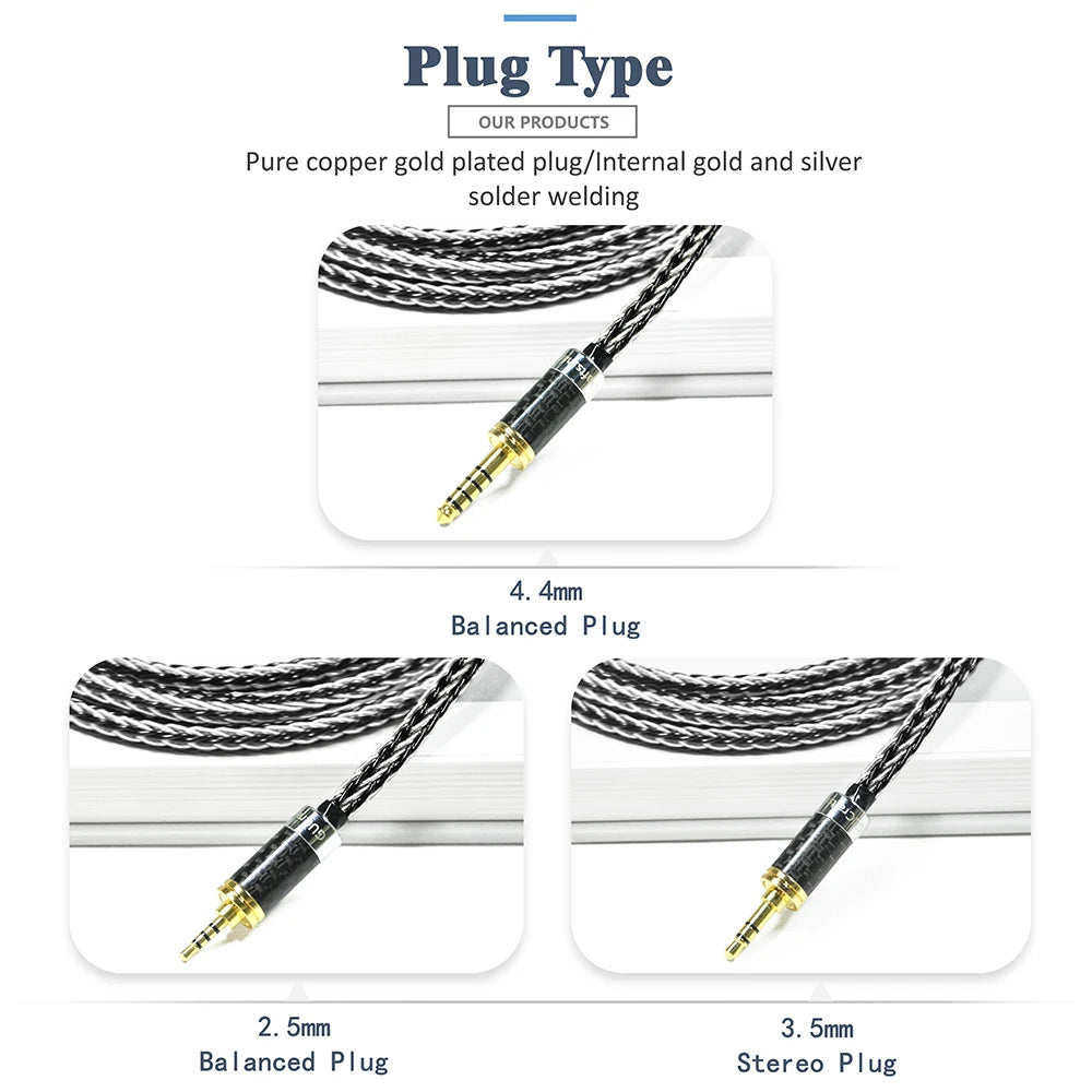 Premium GUCraftsman 0.78mm 2-Pin 16-Strand 7N Single Crystal Copper/Silver Hybrid Earphone Cable with MMCX Connector - Audiophile-Grade Upgrade for IEMs, Perfect for Hi-Fi Music & Studio Monitoring