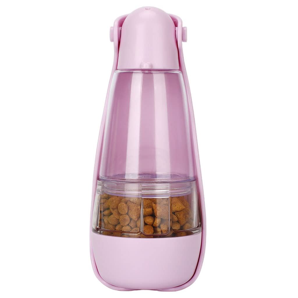 Enakshi Portable Dog Water Bottle with Tray - Leak-Proof Pet Travel Cup for Dogs & Cats - Outdoor Hiking, Walking, Camping Accessories - Pink Pet Food & Water Dispenser | Perfect for Travel, Park Visits & Daily Walks