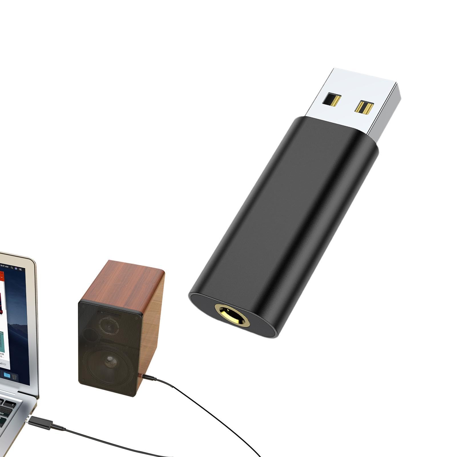 USB to 3.5mm Audio Jack Adapter - External Sound Card for Laptop & PC - Plug & Play USB Headphone Converter - Driver-Free USB Audio for Gaming, Streaming, Zoom Calls - Perfect for League of Legends, Discord, Online Classes & Work from Home Setup