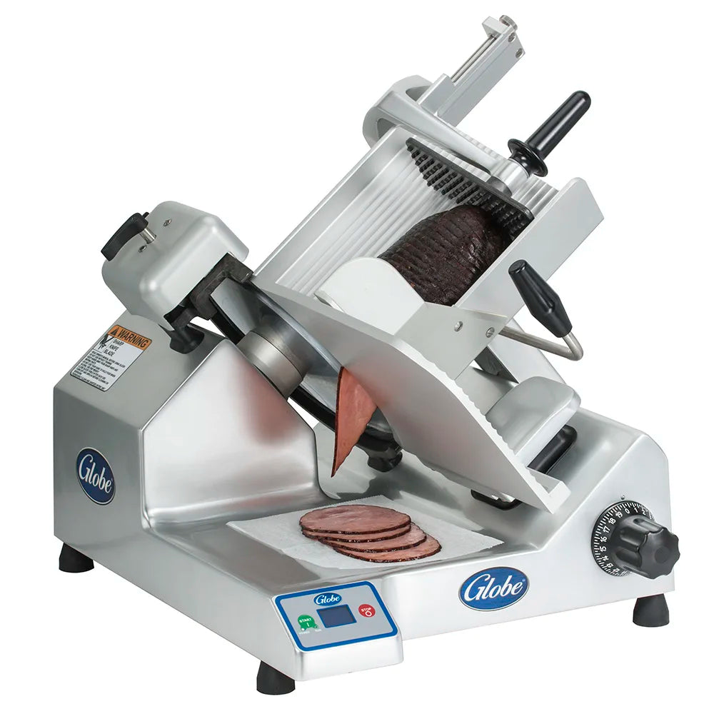 Globe SG13 Manual Meat & Cheese Slicer with 13 Blades - Belt Driven Aluminum Commercial Deli Slicer for Sandwiches, Charcuterie & Food Prep