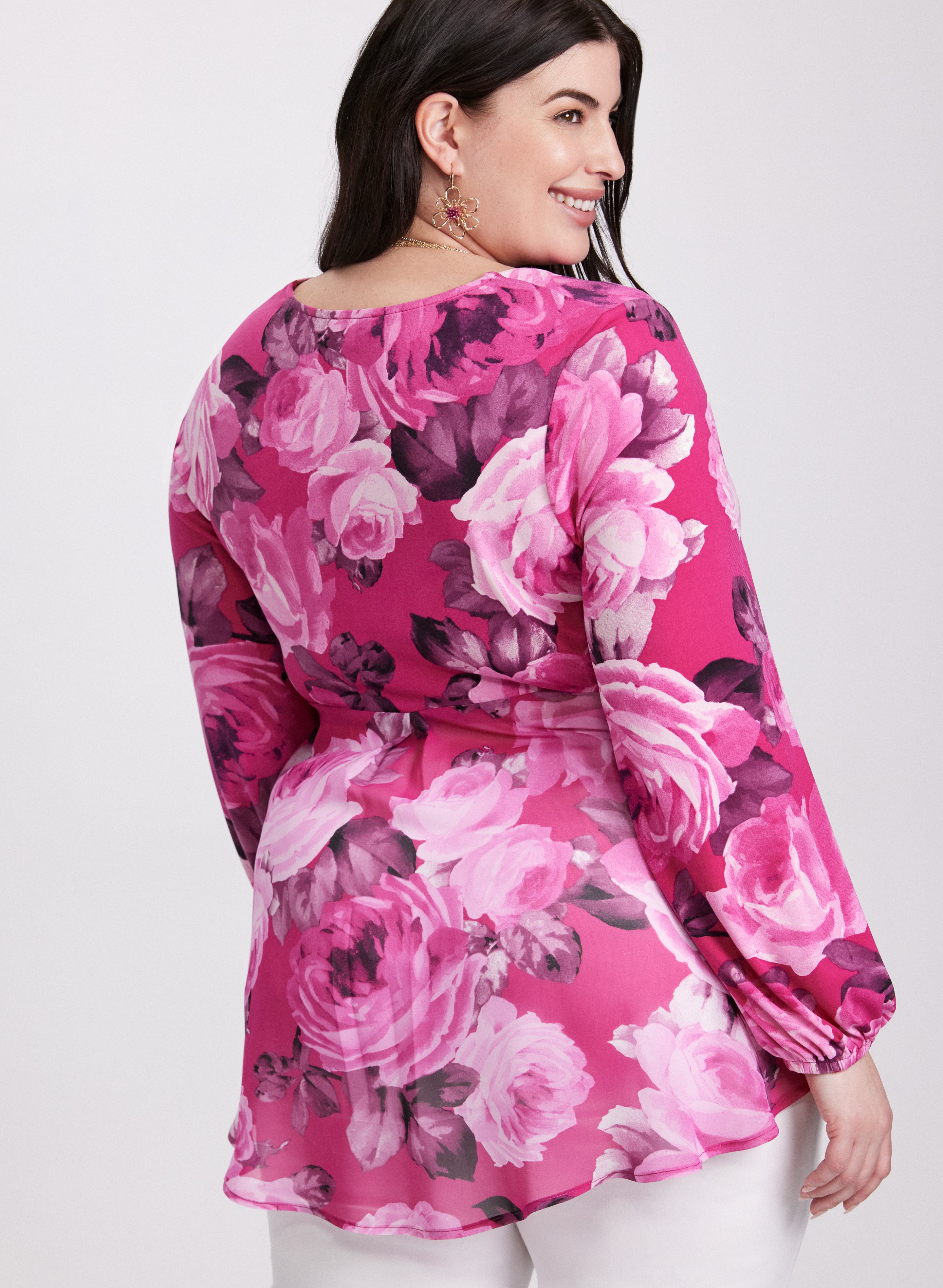 Stylish Balloon Sleeve Floral Print Tunic Top for Women - Perfect for Casual Outings, Summer Dresses & Boho Chic Fashion