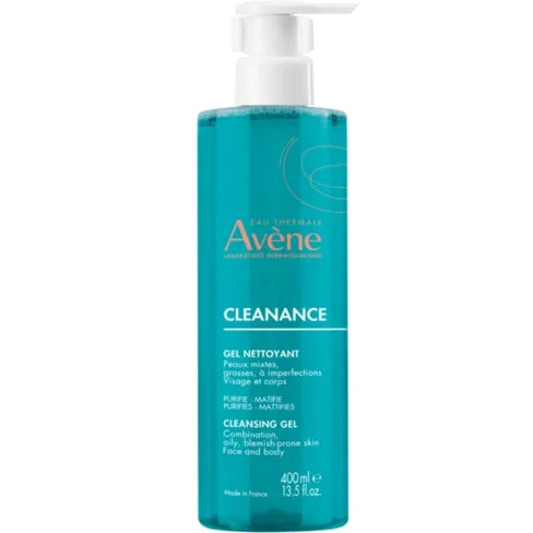 Avène Cleanance Cleansing Gel for Oily & Blemish-Prone Skin - 400ml Face Wash for Acne Control & Deep Pore Cleansing - Perfect for Daily Skincare Routine & Teenage Acne Care