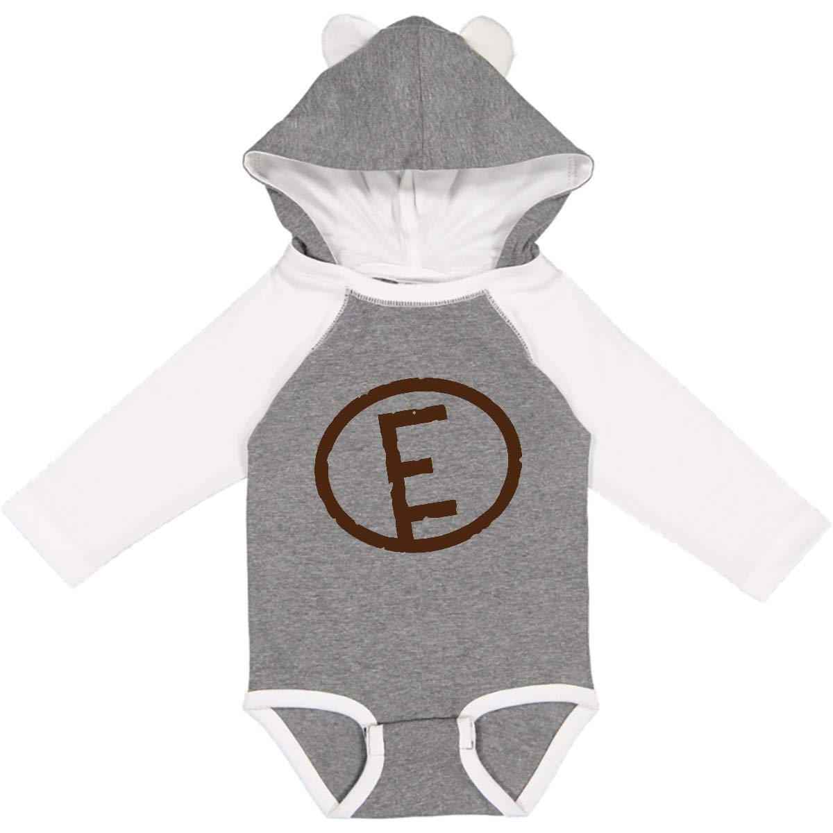 Inktastic Branding Iron Letter E Monogram Long Sleeve Baby Creeper - Soft Cotton Onesie for Newborns & Infants - Perfect for Family Photos, Holidays & Everyday Wear