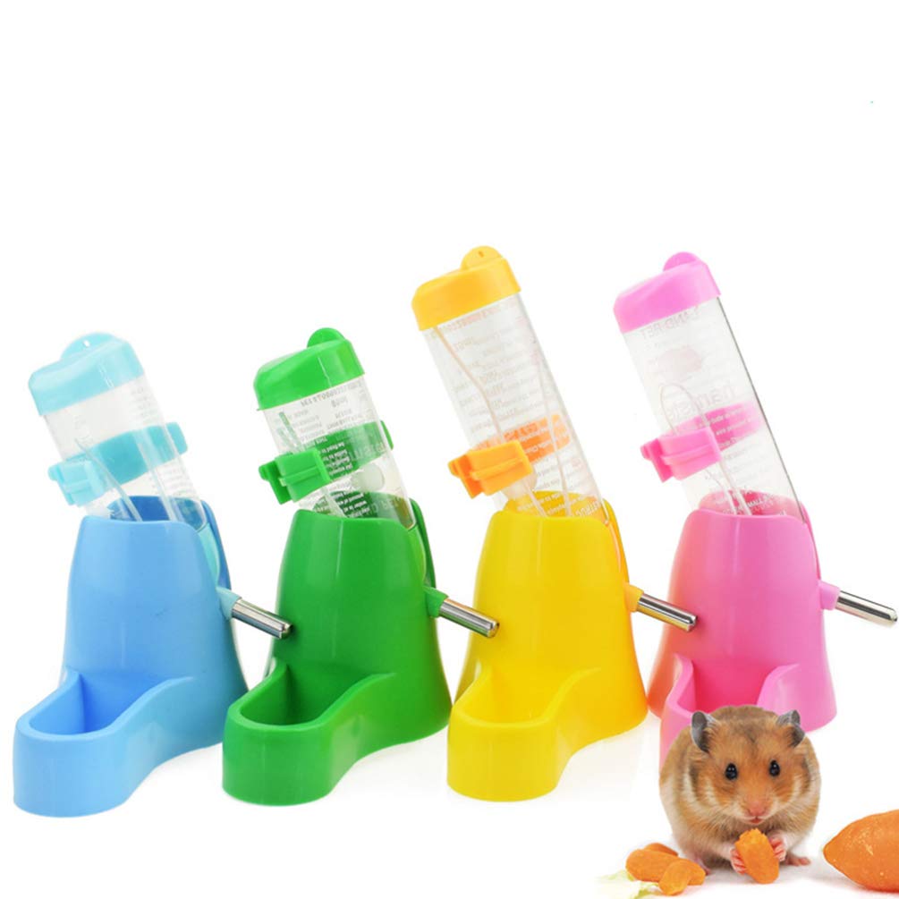 POPETPOP Hamster Water Bottle with Base Hut - Leak-Proof Small Pet Water Dispenser for Cage, Hamster Nest Accessories (Pink) - Perfect for Hamsters, Gerbils & Mice in Habitats or Travel Cages