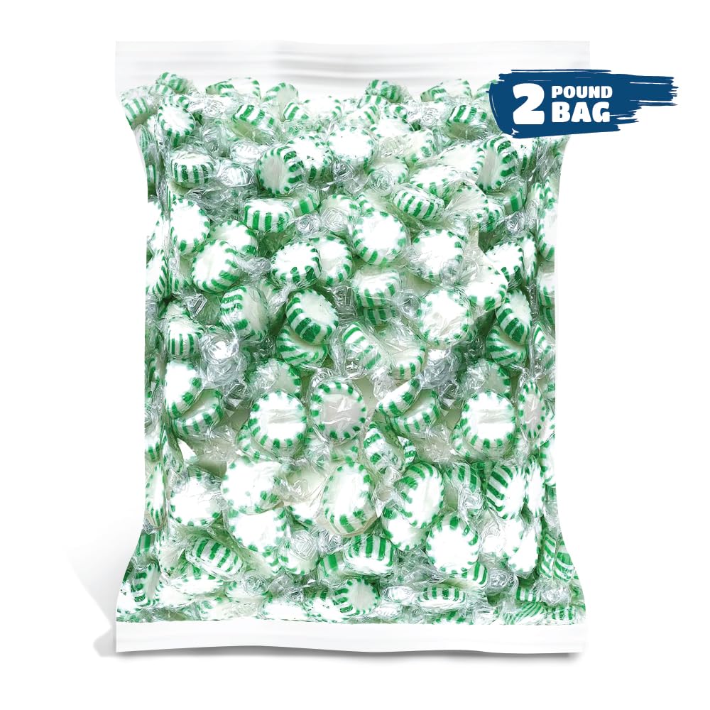 Arcor Spearmint Starlight Mints - 2lb Bulk Pack (Approx 150 Pieces) - Hard Candy for Parties, Office Treats & Holiday Gifts