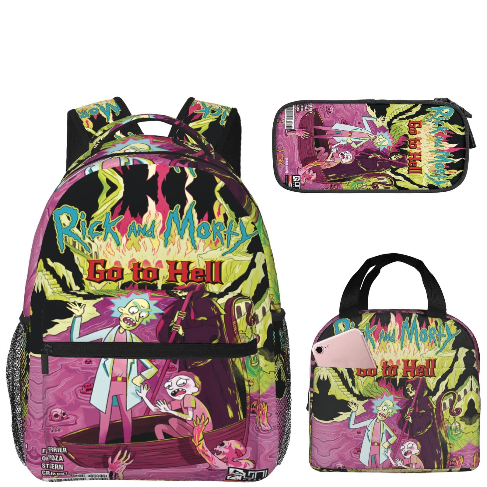 **Anime Backpack Set - 3pcs Multifunctional Laptop & Travel Backpack for Gaming, School & Work - Durable Unisex Cartoon Design for Casual Use**    *(Use Cases: Perfect for anime fans, students, gamers, and travelers – great for school, work, conventions, or daily adventures!)*