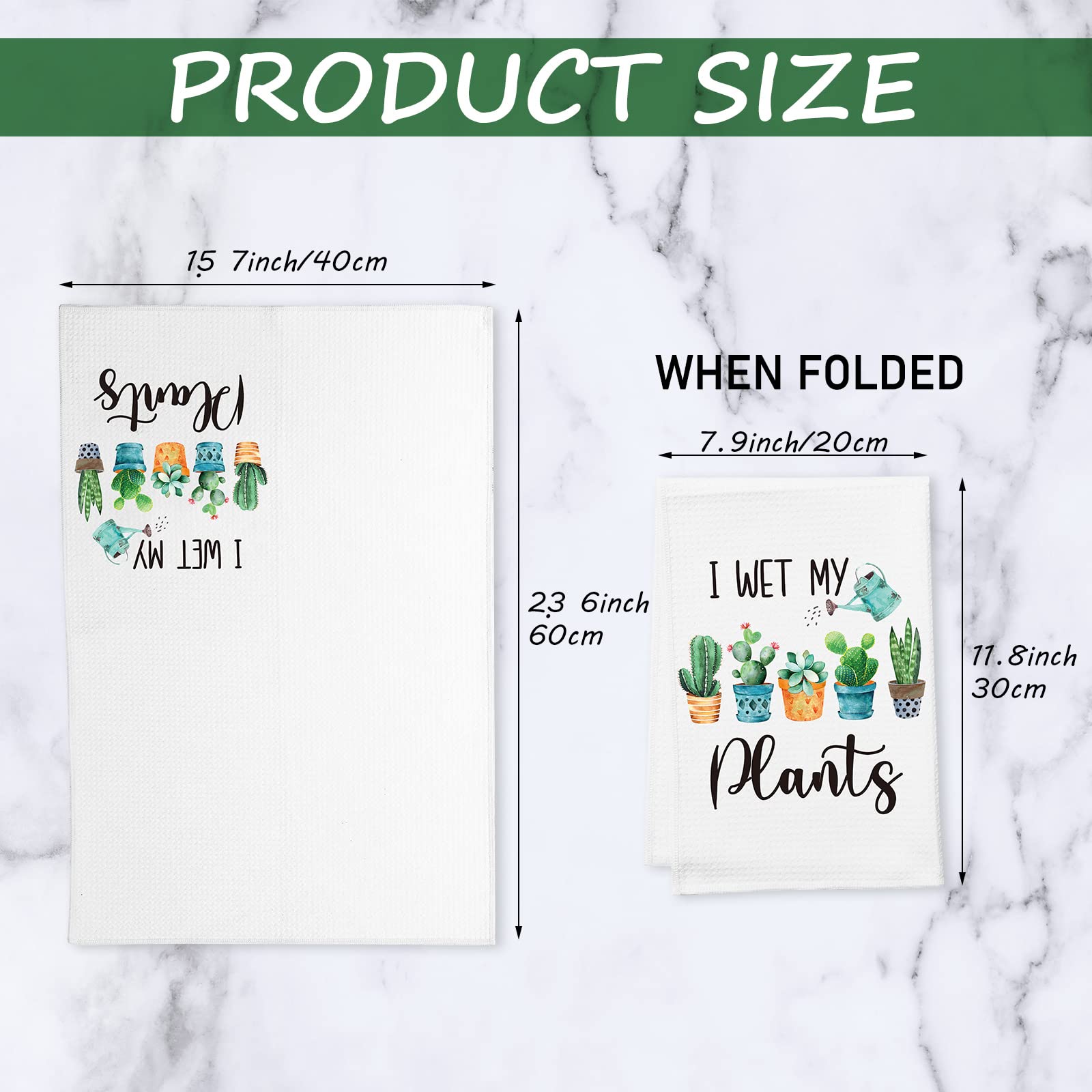 Tatuo 4-Piece Funny Kitchen Towel Set with Plant Sayings - Absorbent Waffle Weave Hand & Tea Towels - Cute Housewarming Gift for Plant Lovers (Perfect for Kitchen Decor, Hostess Gifts & Coffee Bar Accessories)