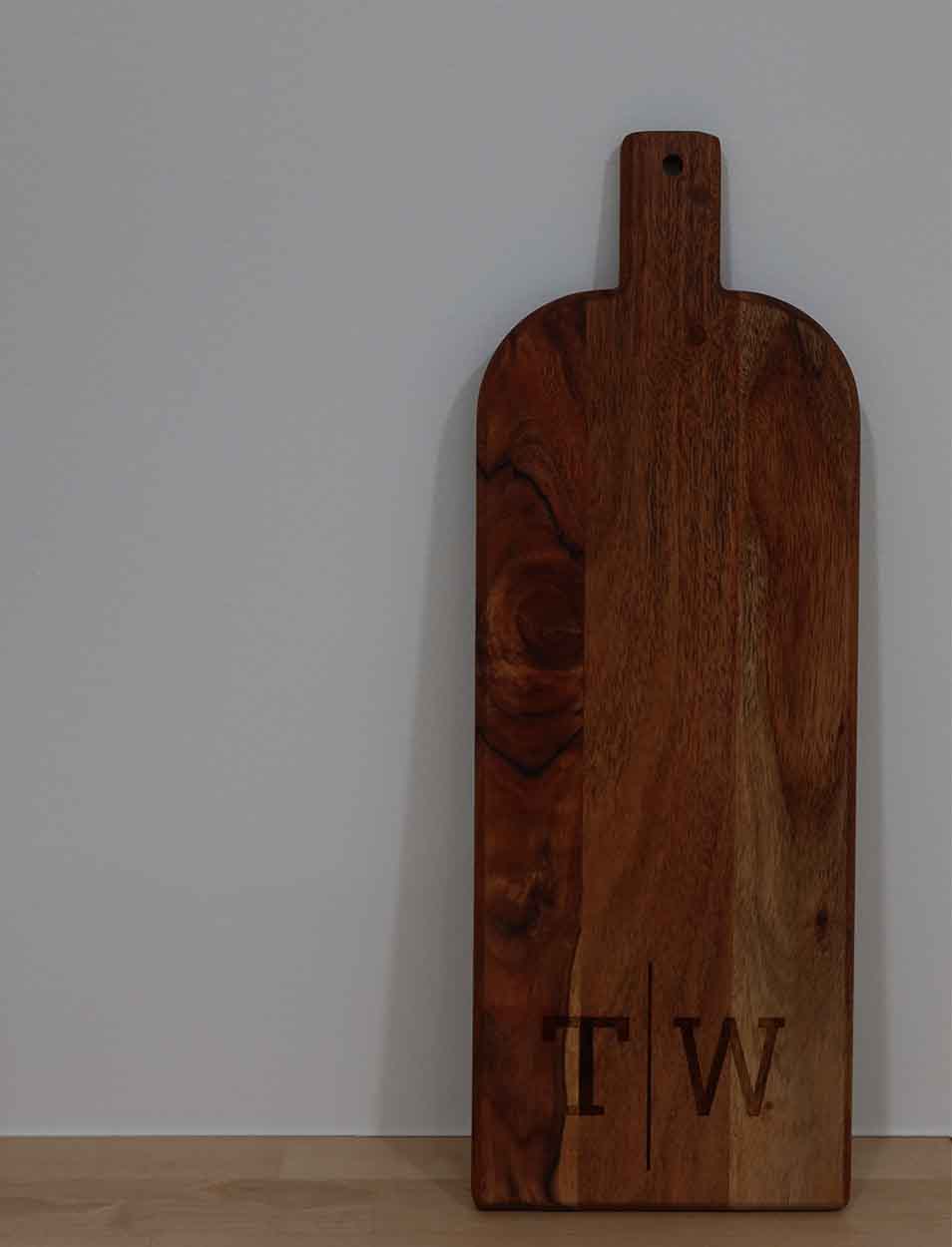 Personalized Acacia Bevel Board with Long Handle - 20