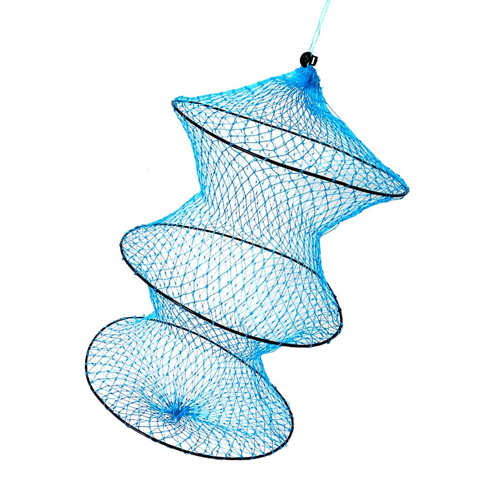 Foldable 3-Layer Fishing Net - Portable Mesh Cage for Fish, Crab & Lobster Storage - Outdoor Fishing Trap Accessories - Perfect for Beach, River & Camping Trips