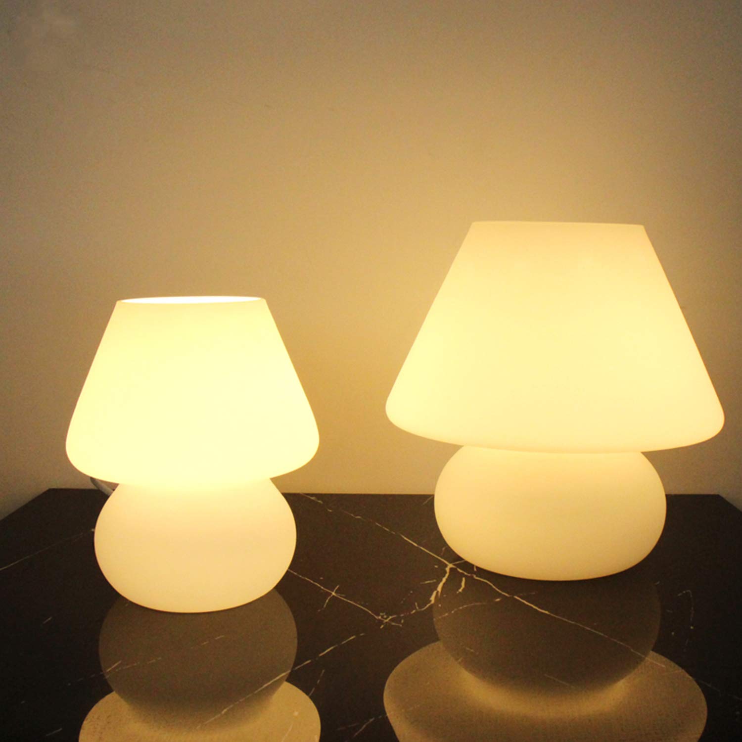 Nordic Modern White Opaque Table Lamp - Mushroom Design LED Glass Lampshade for Bedroom, Living Room & Dining Room Lighting | Perfect for Kids' Rooms, Reading Nooks & Cozy Home Decor