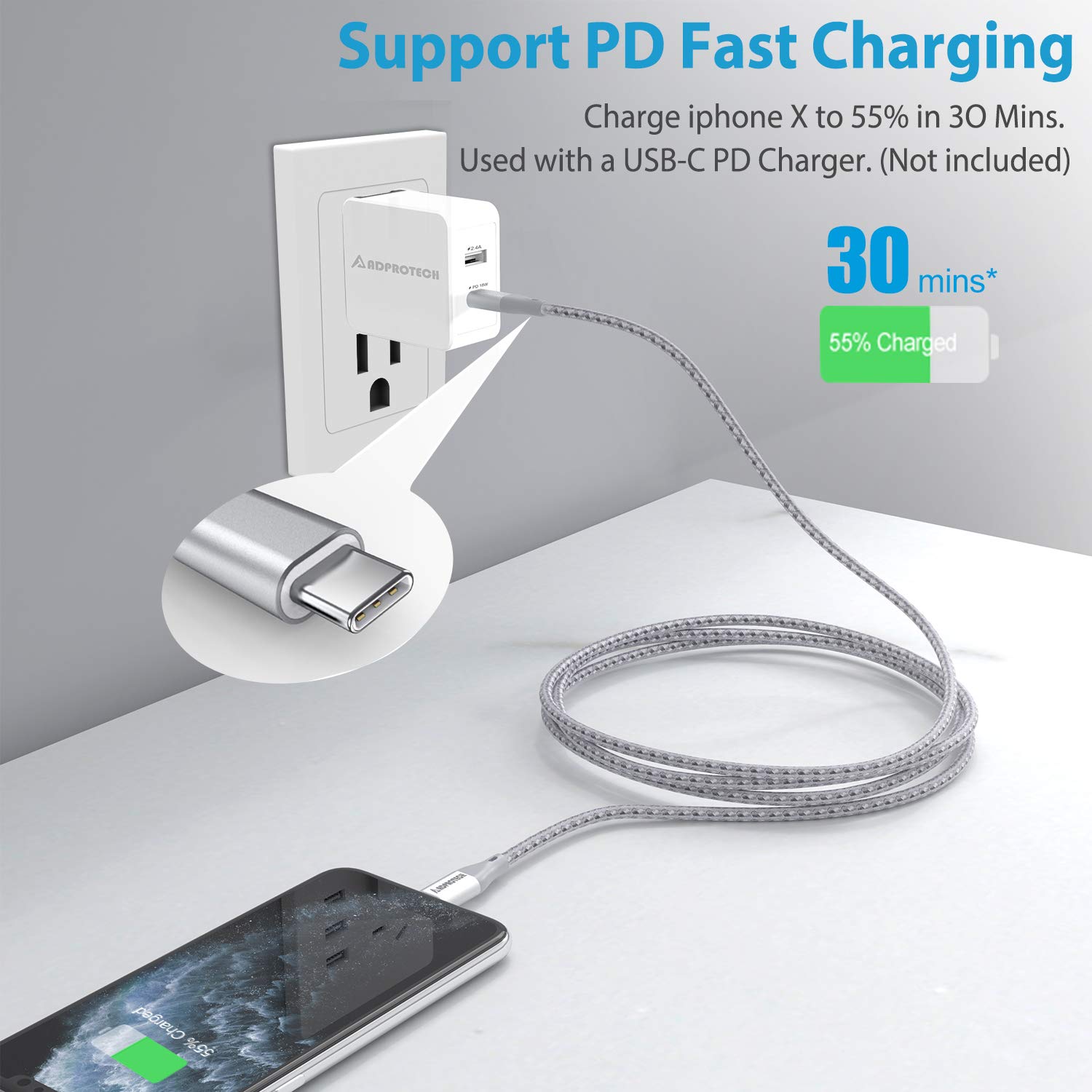 Apple MFi Certified USB C to Lightning Cable 6FT - Fast Charging & Power Delivery Compatible with iPhone 14/13/12/11/Pro/Max/X/XR/8 - Perfect for Home, Office & Travel Charging