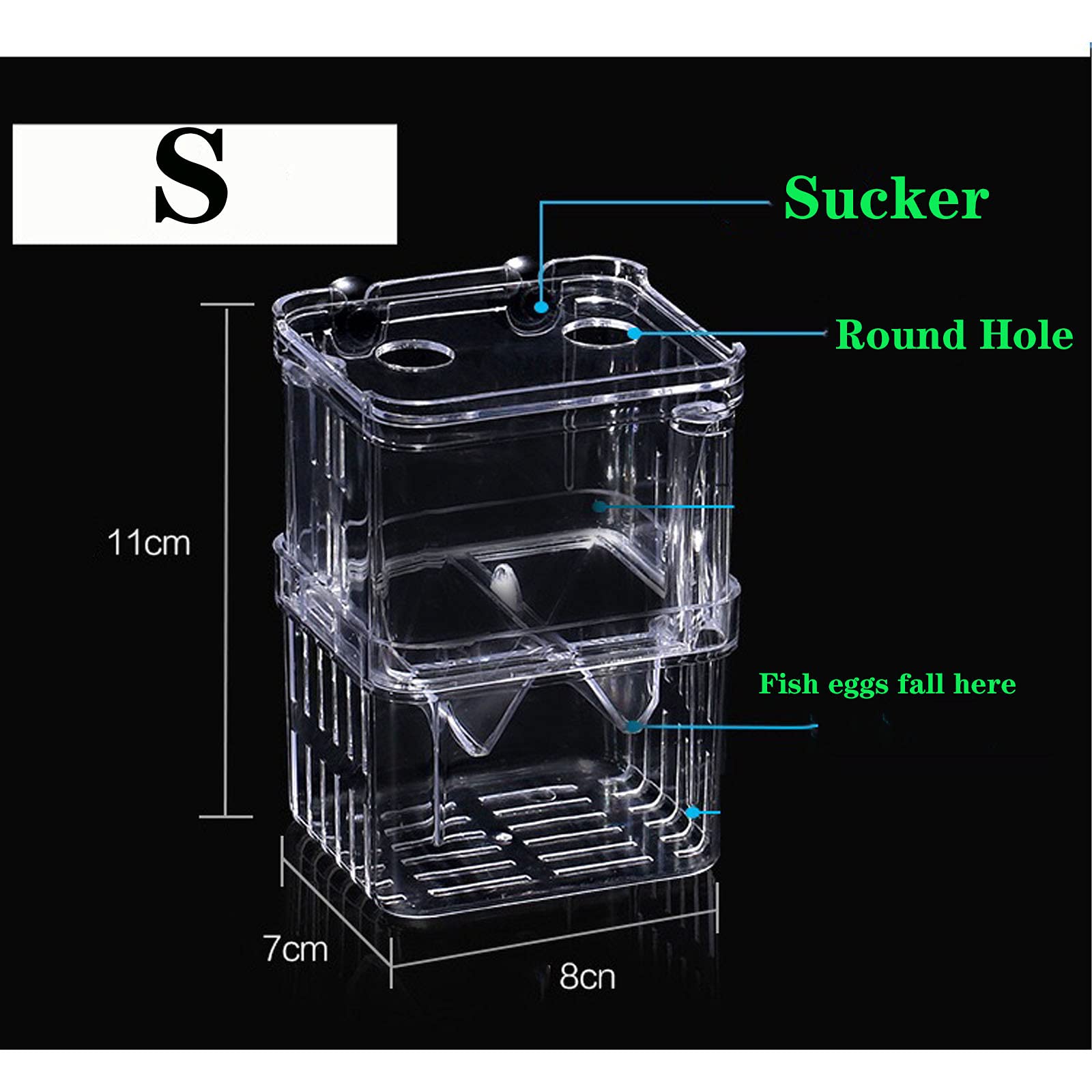 Plastic Aquarium Fish Breeder Box - Isolation Breeding & Hatching Incubator for Baby Fish, Shrimp, Clownfish, Guppy (Small) | Perfect for Home Aquariums, Fish Farms & Breeding Tanks