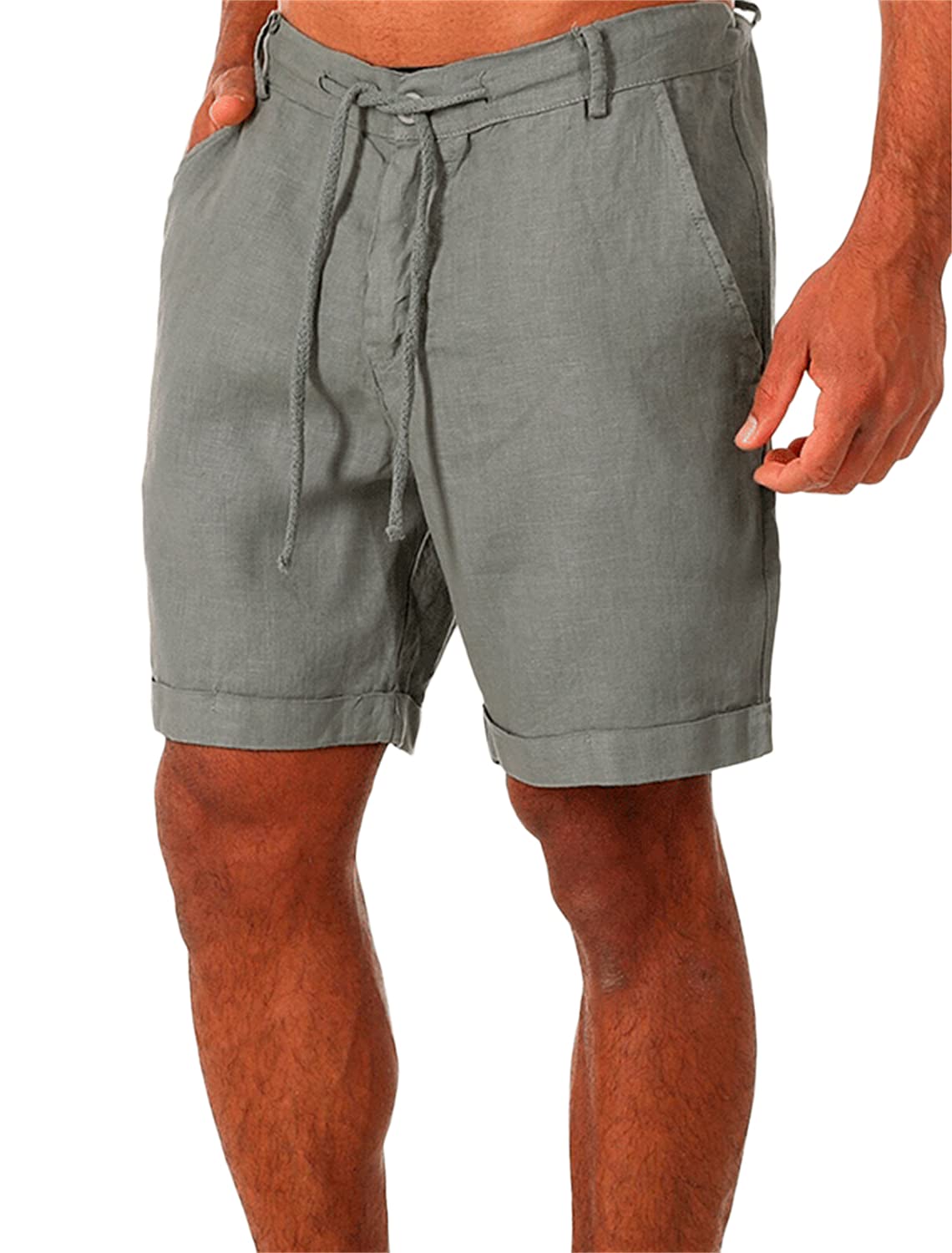 Breathable Linen Cotton Athletic Shorts for Men - Lightweight Summer Board Shorts with Slim-Fit Design, Lacing Waist & Pockets | Perfect for Running, Gym Workouts & Casual Wear