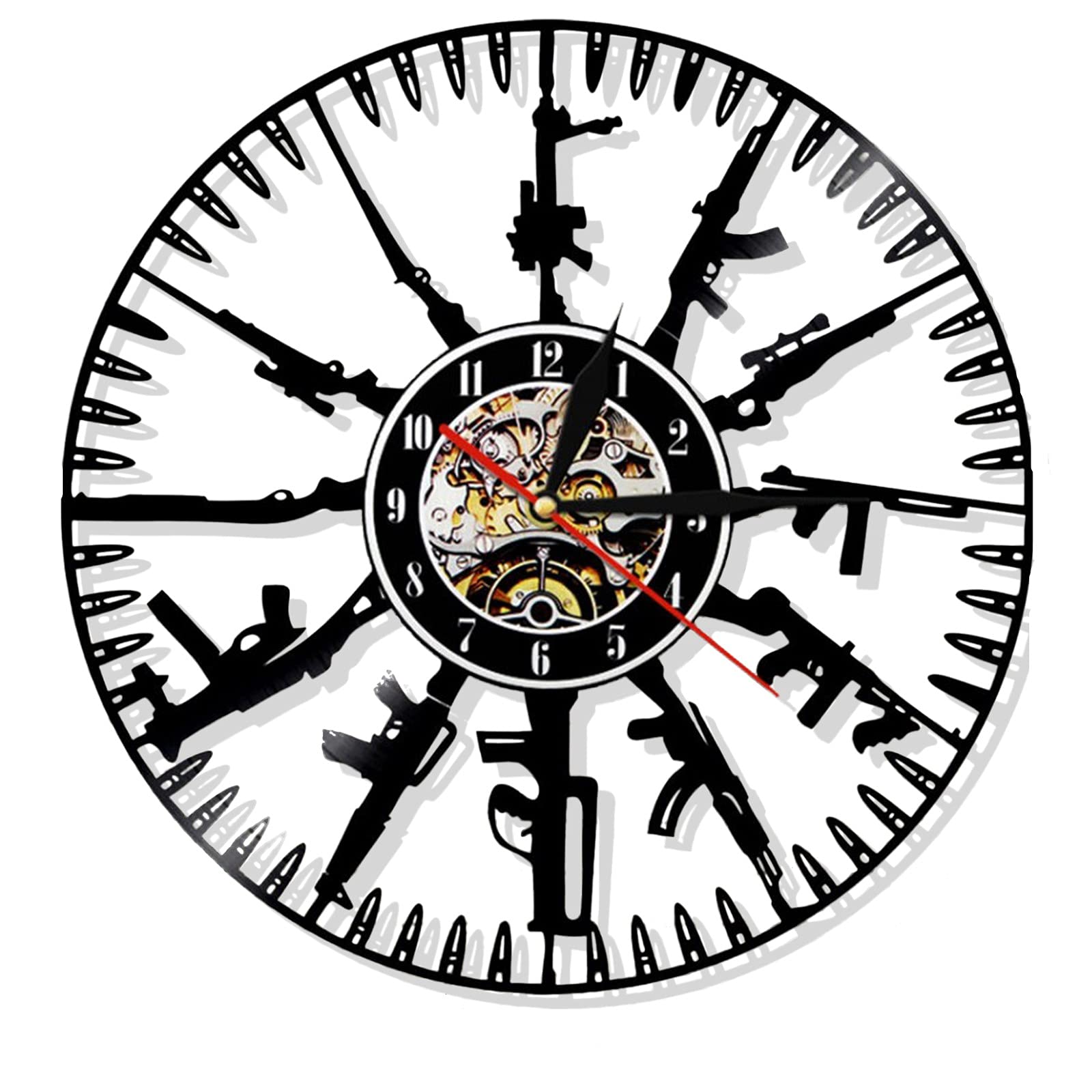 12 Inch Bullet Time LED Wall Clock - 7 Color Changing Luminous Vinyl Clock with Military Vintage Design | Perfect for Home, Office, and Man Cave Decor
