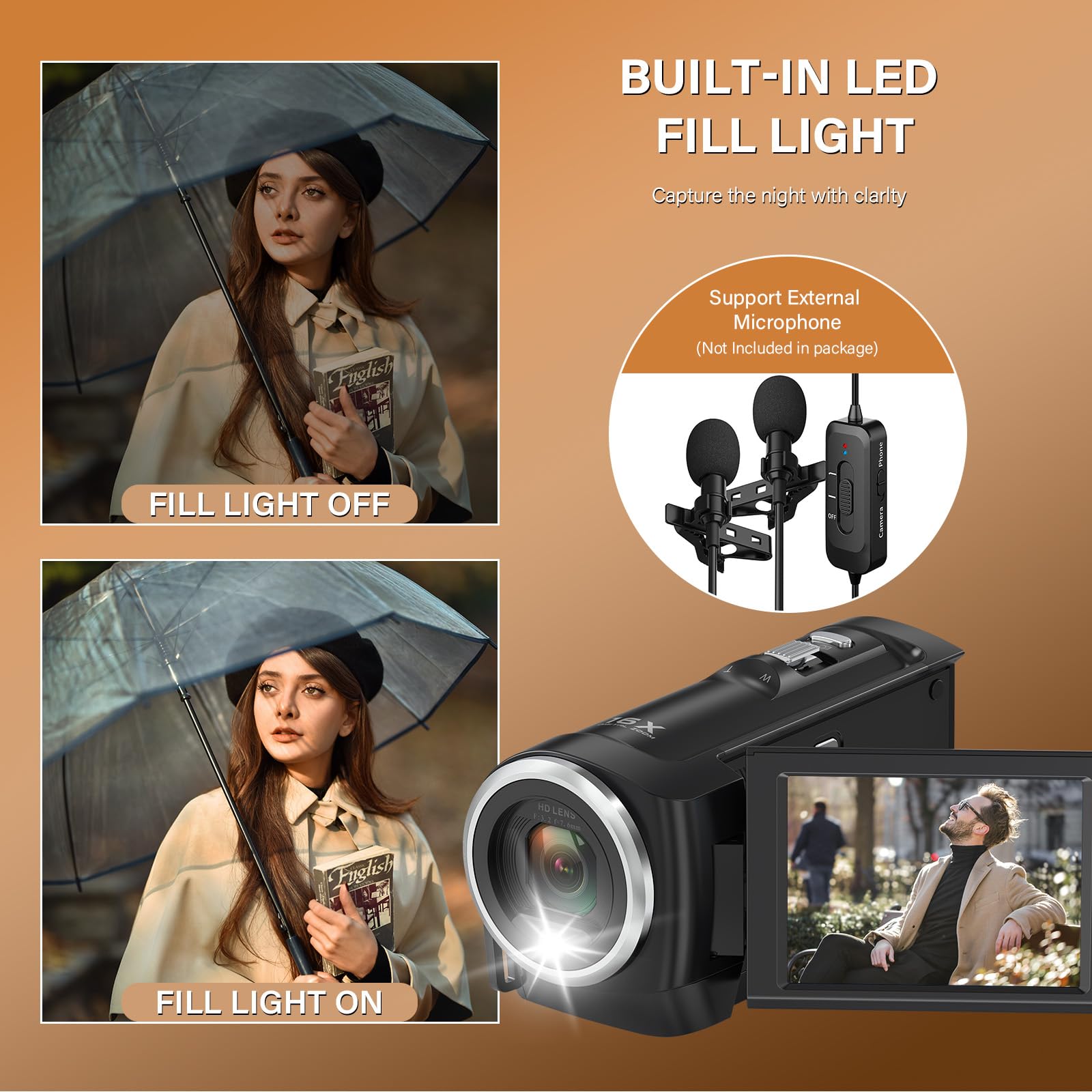 QHD 2.7K 50MP Digital Camcorder with 16X Zoom - 2.8