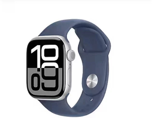 Apple Watch Series 10 (GPS) 42mm Silver Aluminum Case with Denim Sports Band - M/S Size (MWWA3AM/A) | Smartwatch for Fitness Tracking, Heart Rate Monitoring & iPhone Connectivity | Perfect for Running, Swimming & Daily Wear
