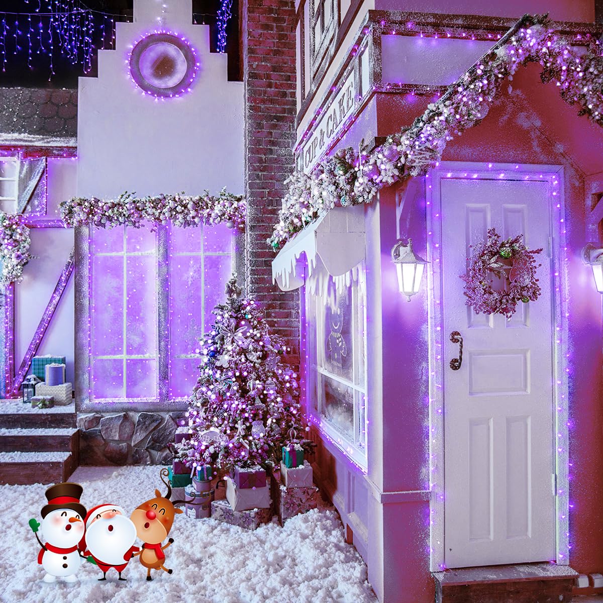JMEXSUSS 600 LED Purple Christmas Lights - 168ft Waterproof Outdoor/Indoor Fairy String Lights for Christmas Tree, Patio, Fireplace, Party & Holiday Decorations - Perfect for Home, Garden, Wedding & Festive Events