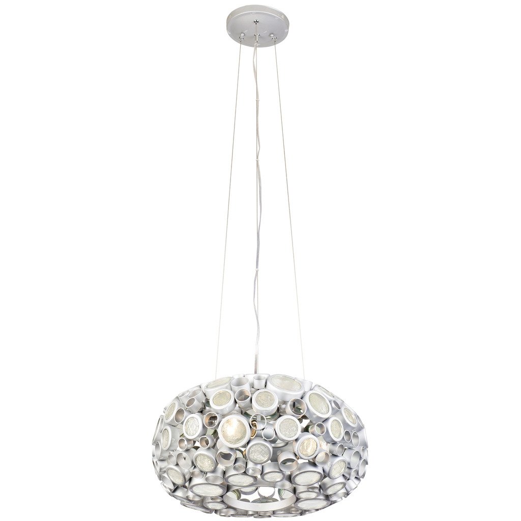Stylish 3-Light 18-Inch Donut Pendant Light Fixture in Metallic Silver - Perfect for Kitchen Island, Dining Room & Modern Home Decor